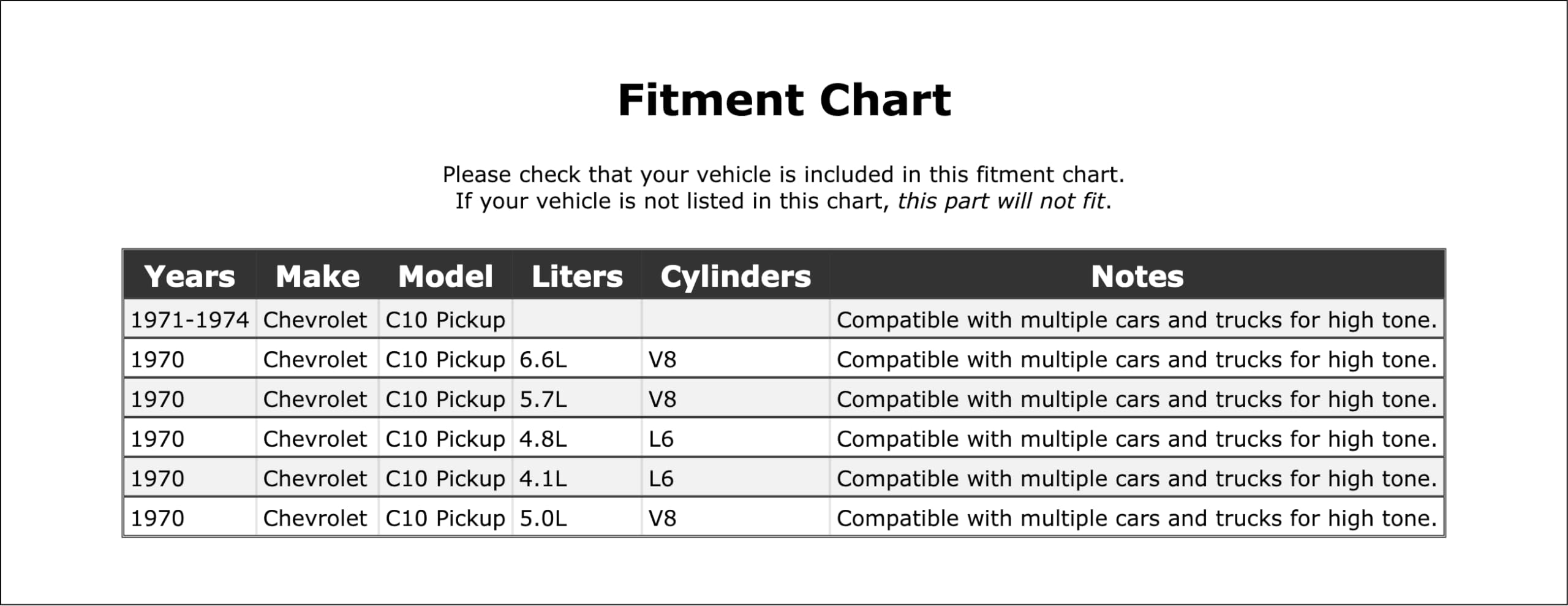 PartCatalog Horn Compatible With Chevrolet C10 Pickup 1974 1973 1972 1971 1970 P-2977925