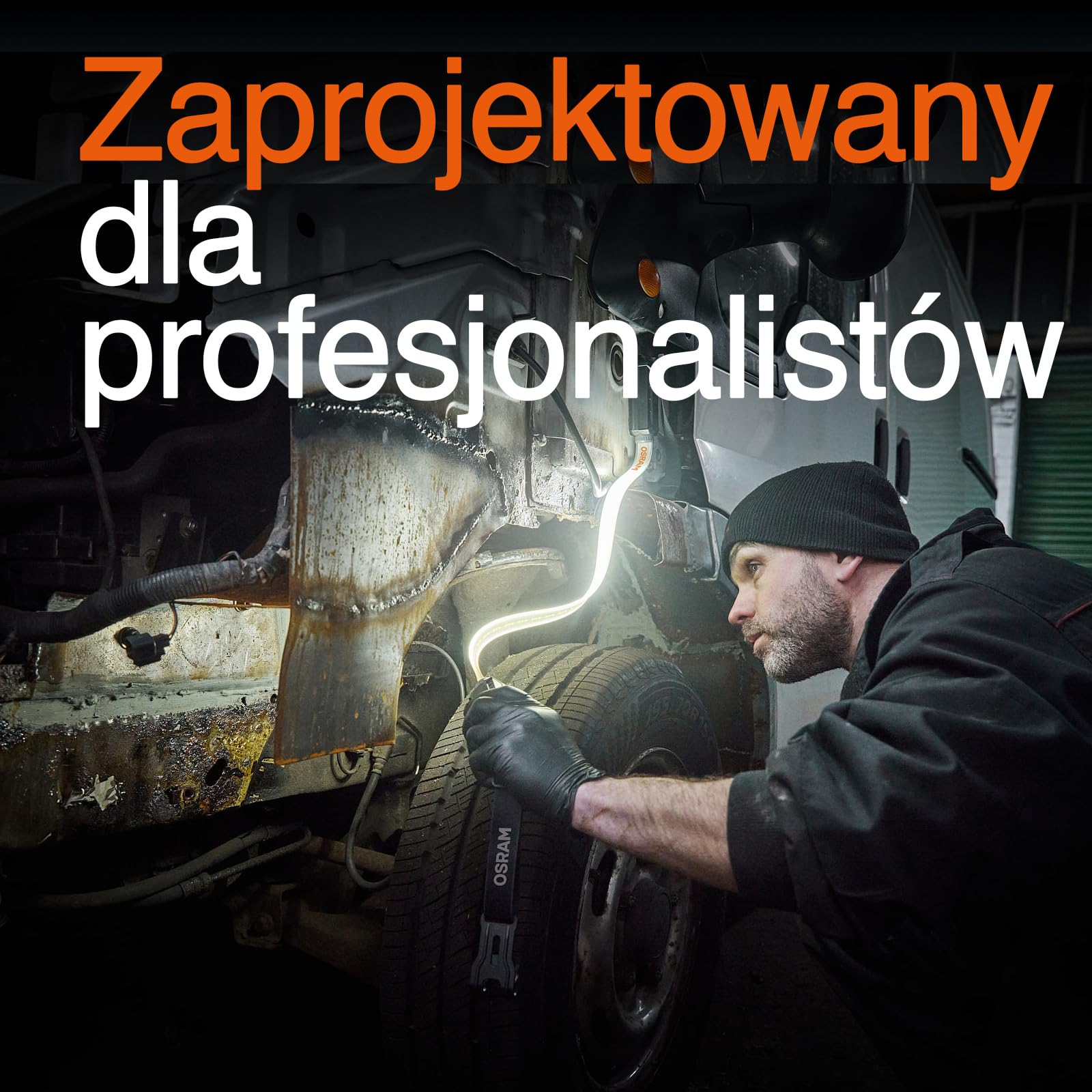 OSRAM LEDInspect FLEXIBLE INSPECTION LIGHT, akumulatorowa lampa inspekcyjna LED, 6000K, jasność do 1000 lm, zdejmowane paski elastyczne