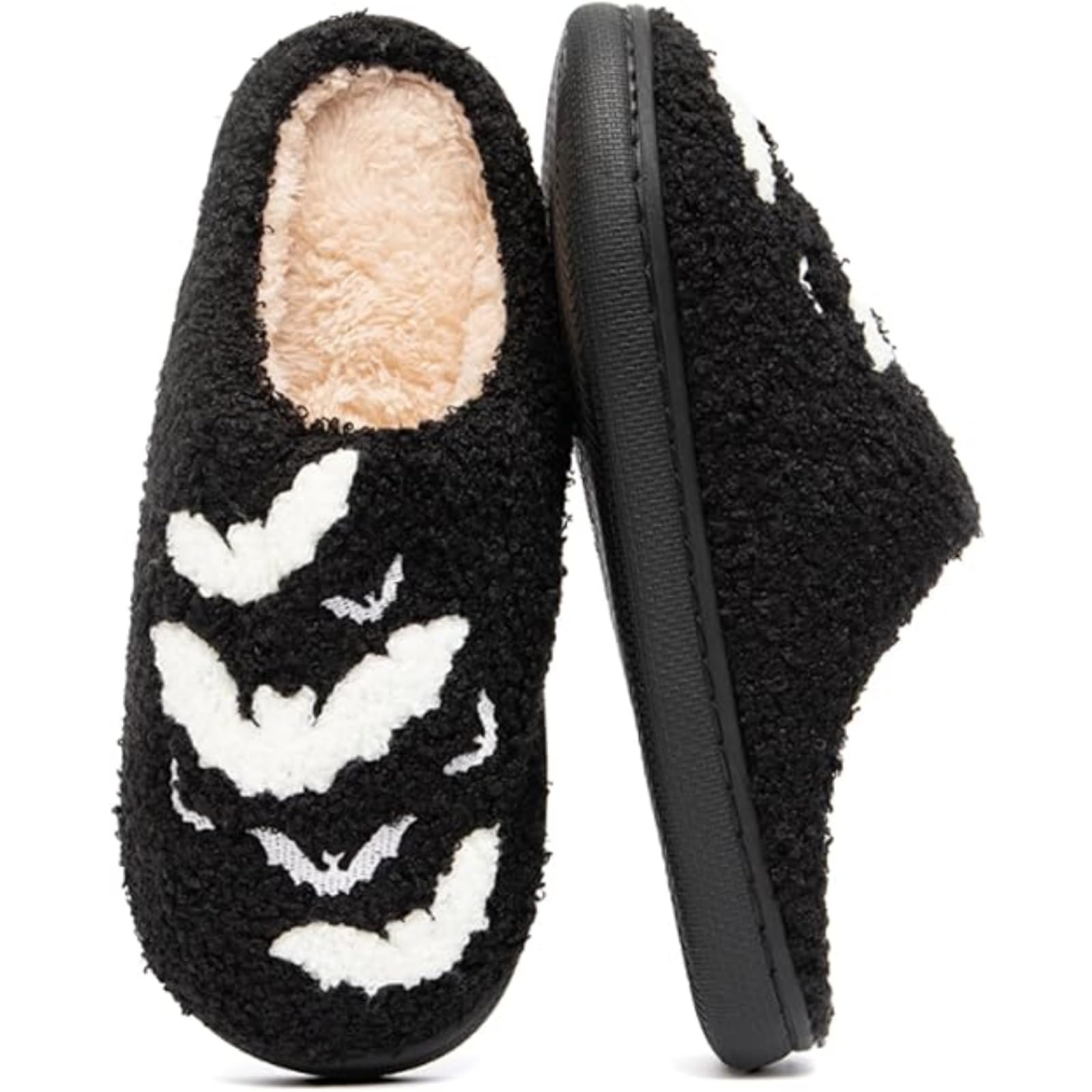 Cute Halloween Slippers for Women Perfect Soft Plush Comfy Warm Slip-On Halloween Pumpkin Slippers fo Women Indoor Fluffy