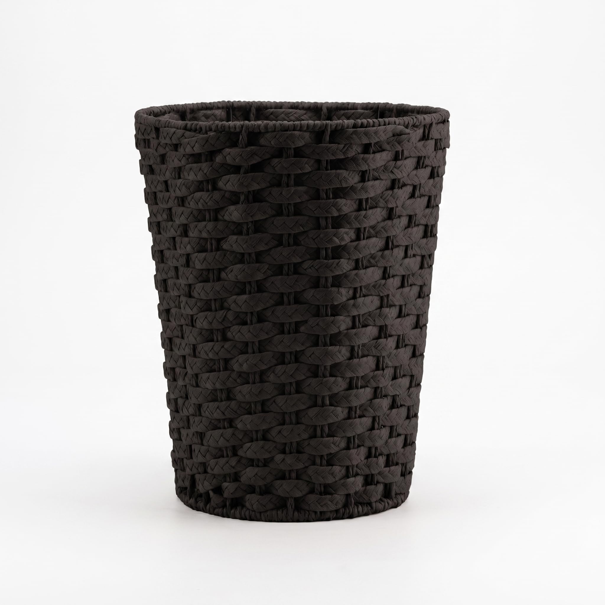 Woodluv Round Waste Paper Basket Bin for Bathroom Home, Black, 25 x 28(H)cm