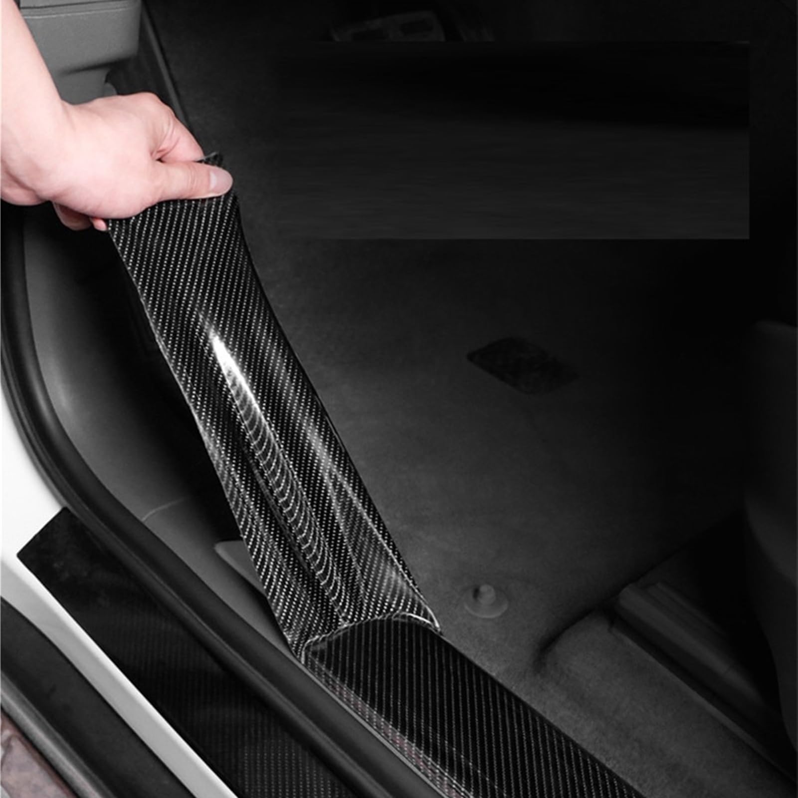 Protector de Parachoques de Coche Pegatinas para Coche con diseño de Fibra de Carbono en Color Negro Brillante Resistentes al Agua 3D/6D de Fibra de Carbono, para Parachoques de Puerta(10cm,10m)