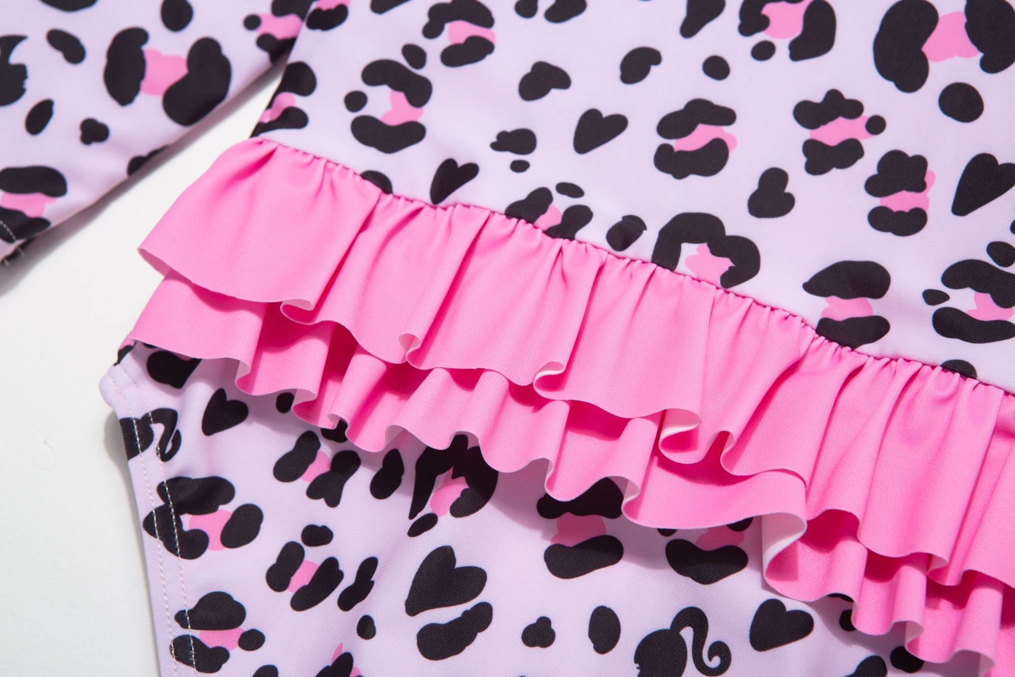 BONVERANO Maillot de Bain Une pièce à Manches Longues pour bébés Filles Protection UV 50+ avec Bonnet de Bain