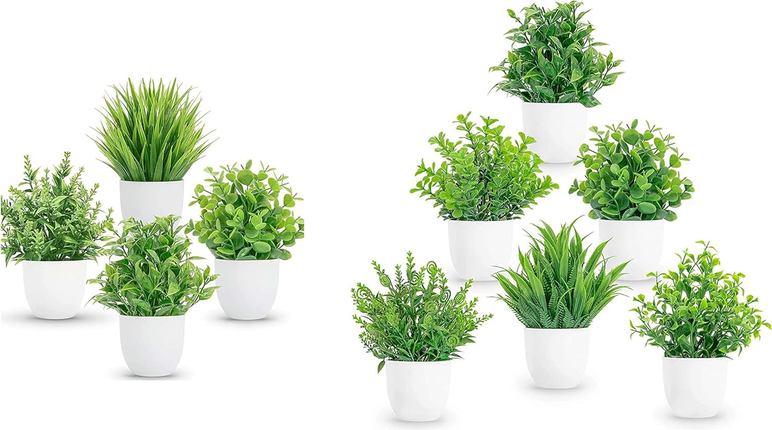 Dekorly Artificial Plants Small Fake Potted Plants,Mini Eucalyptus Potted Faux Decorative Grass Plant With White Pot For Home Decor,Indoor,Office,Desk,Shelf,Table Decoration|Pack Of 10 - Plastic (B0CJNSJ8CH) Amazon Price History, Amazon Price Tracker