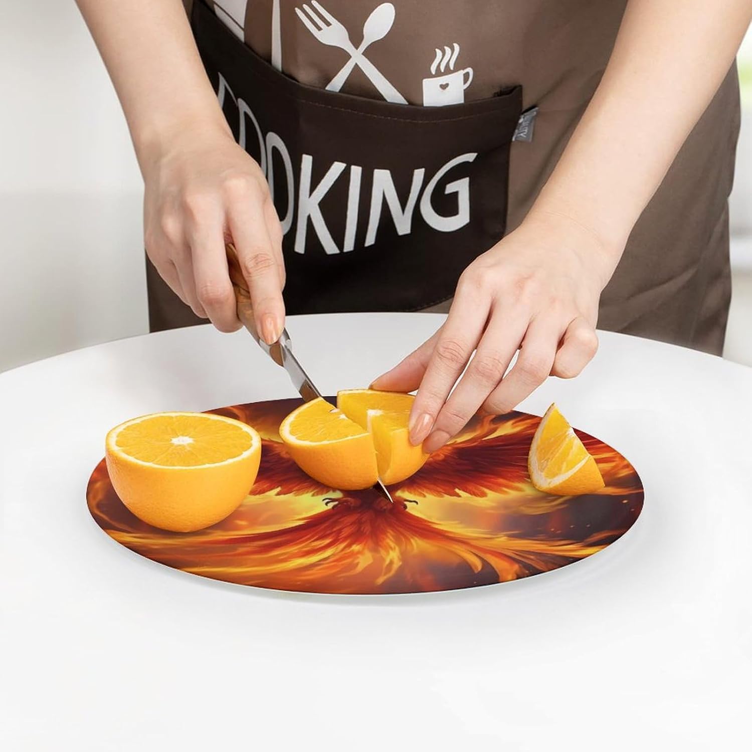 Phoenixes Bird Fire Frame Kitchen Cutting Board Glass Chopping Block for Meat Vegetables and Fruits Ideal Home Gifts