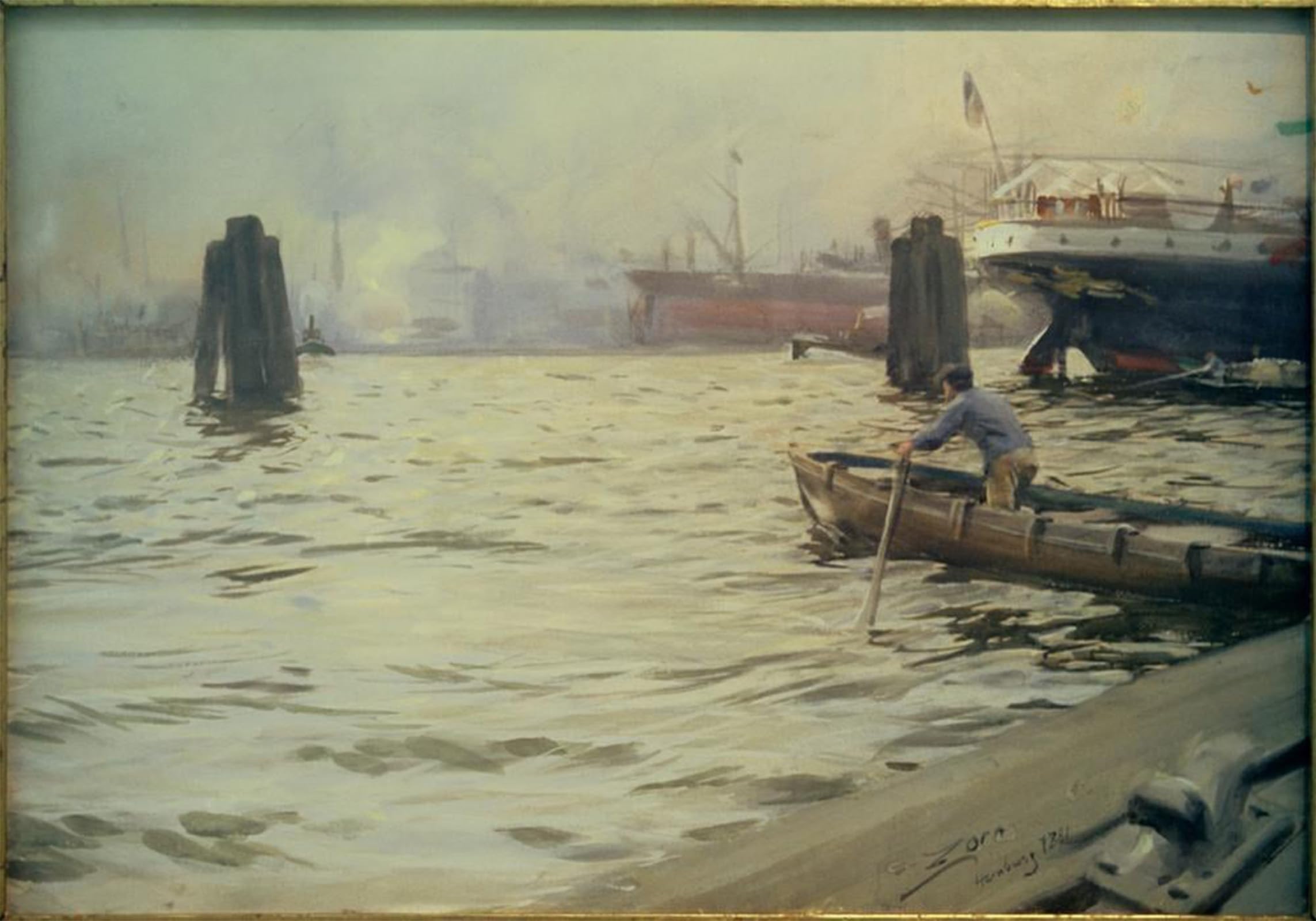 HRJUBWREE Vintage Poster Photo Wall Print Mural Artwork Hamburger Hafen by Anders Leonard Zorn Art Prints Painting for Office Decor 60x90cm