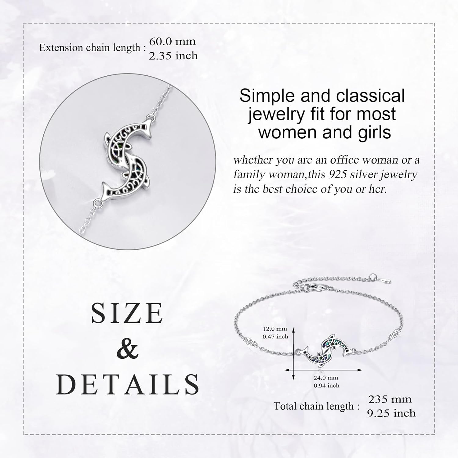 Butterfly/Bee/Dolphin/Shell Bracelet Sterling Silver Ainmal Anklet Bracelets Jewelry Gifts for Women - Image 3