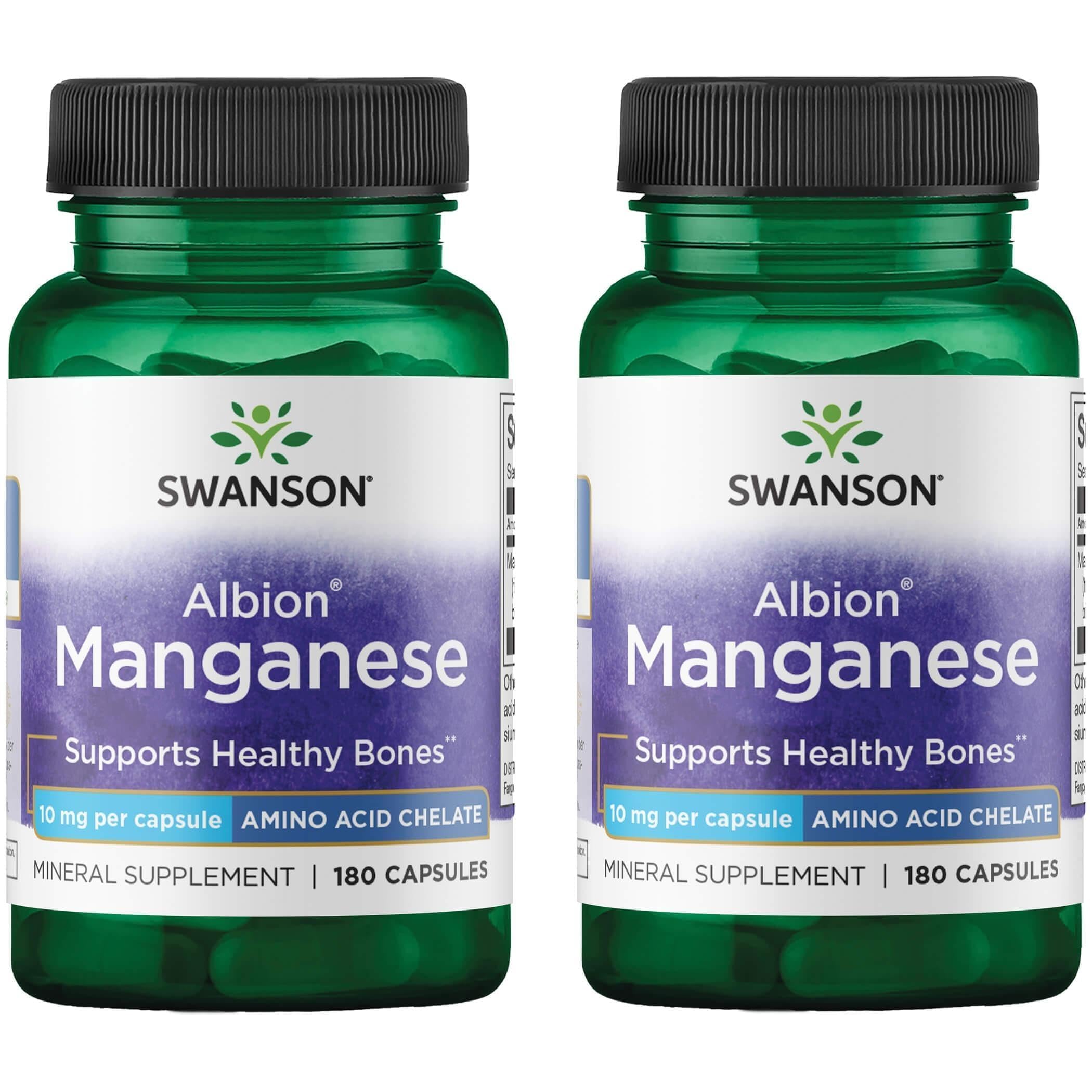 Swanson Albion Chelated Manganese 10 Milligrams, 180 Capsules, 2 Pack 180 Count (Pack of 2)