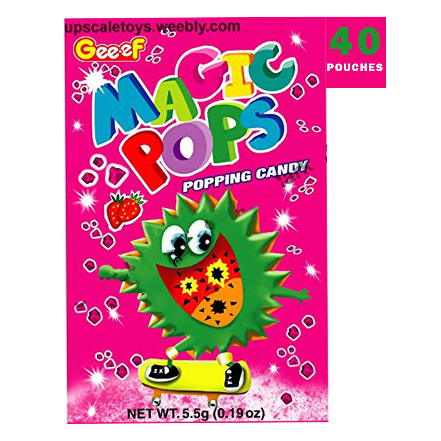 Gee.ef Magic Pops Popping Candy, Strawberry Flavor, 5 G X 40 Pouches