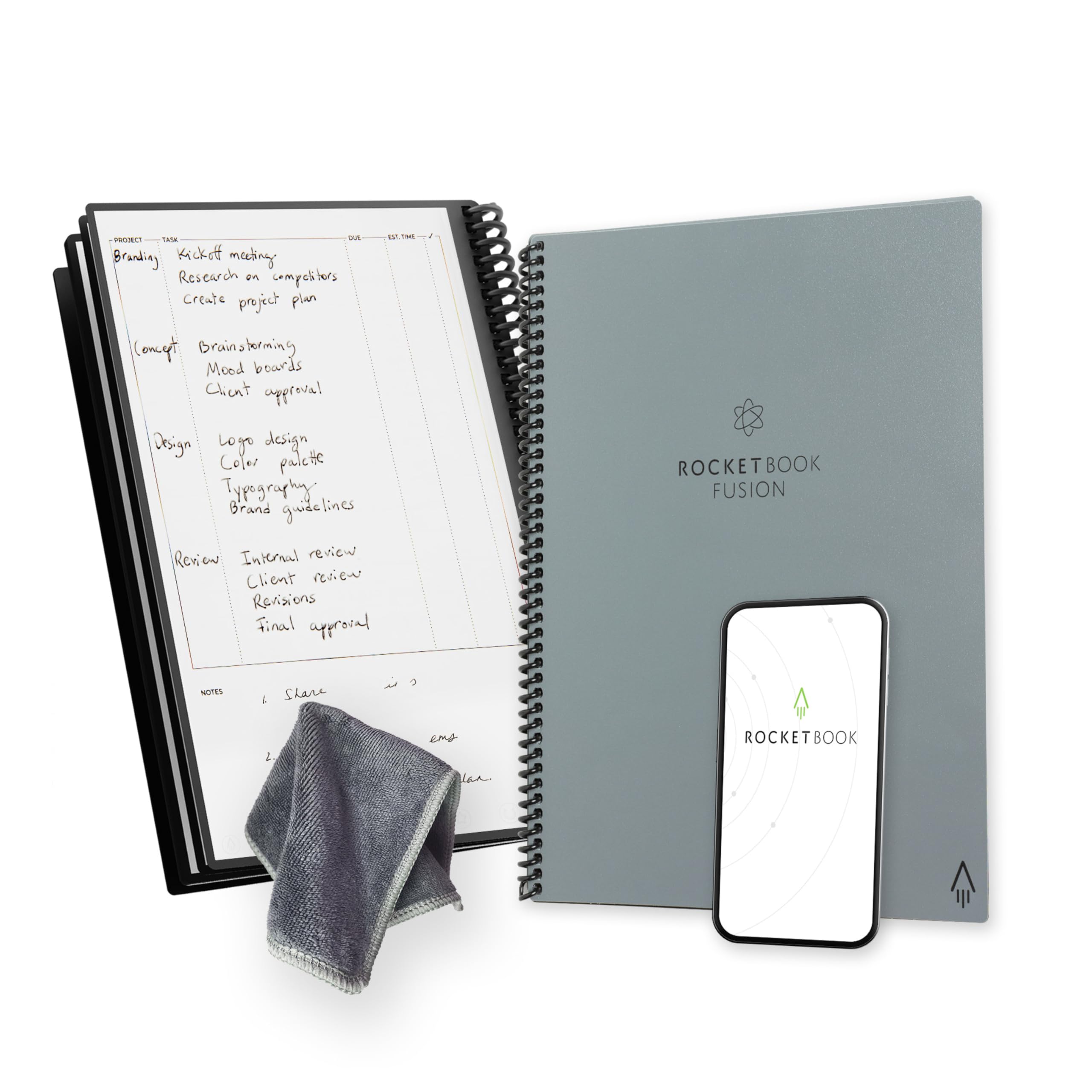 Rocketbook Fusion Planner Agenda Appunti Digitale Riutilizzabile, Formato Letter 21 cm x 29,7 cm, Grigio - Calendario Mensile e Settimanale, To-Do List Giornaliera, Pagine a Righe e Puntinate