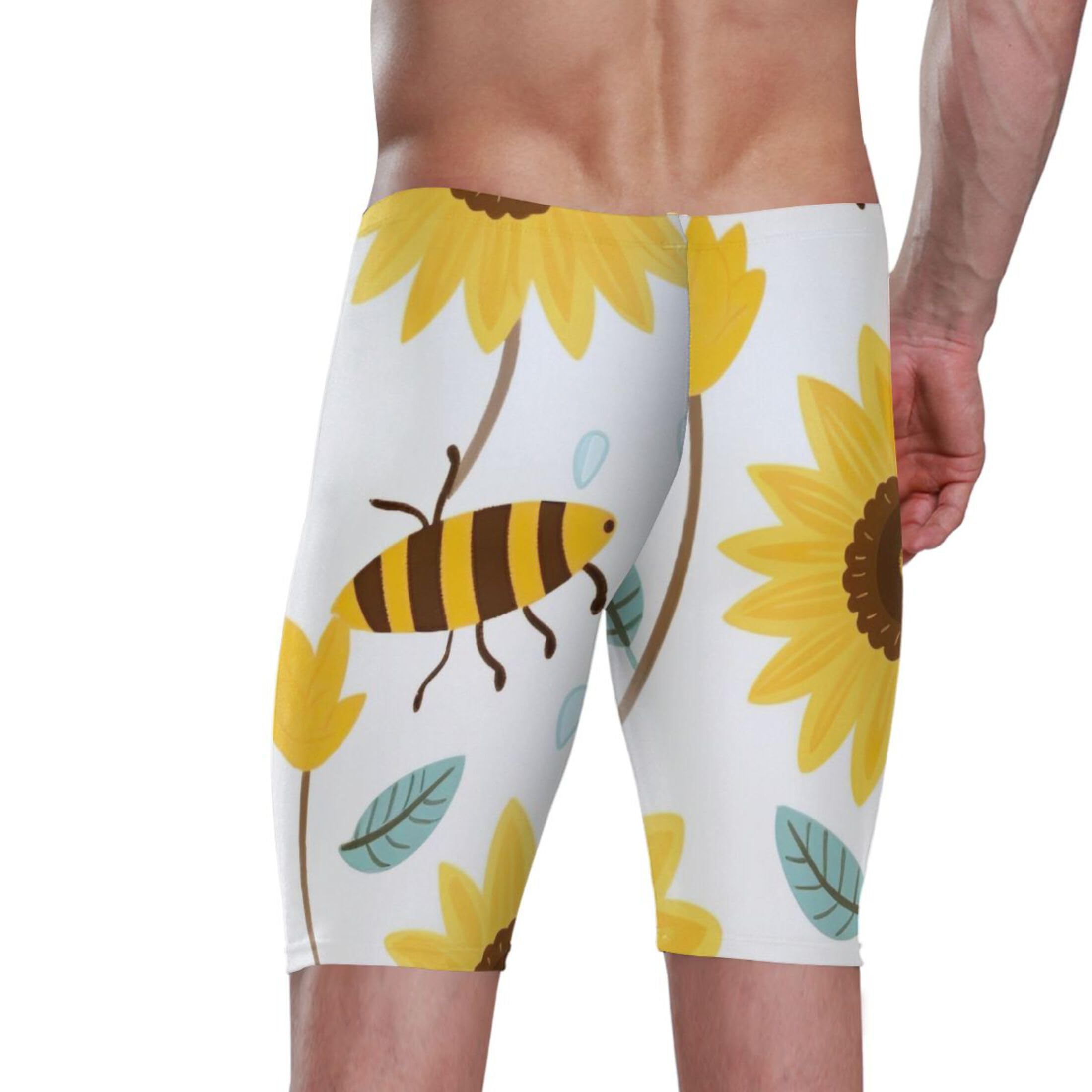 UMIRIKO Sunflower Bee Swim Jammers for Men Athletic Durable S B0401512