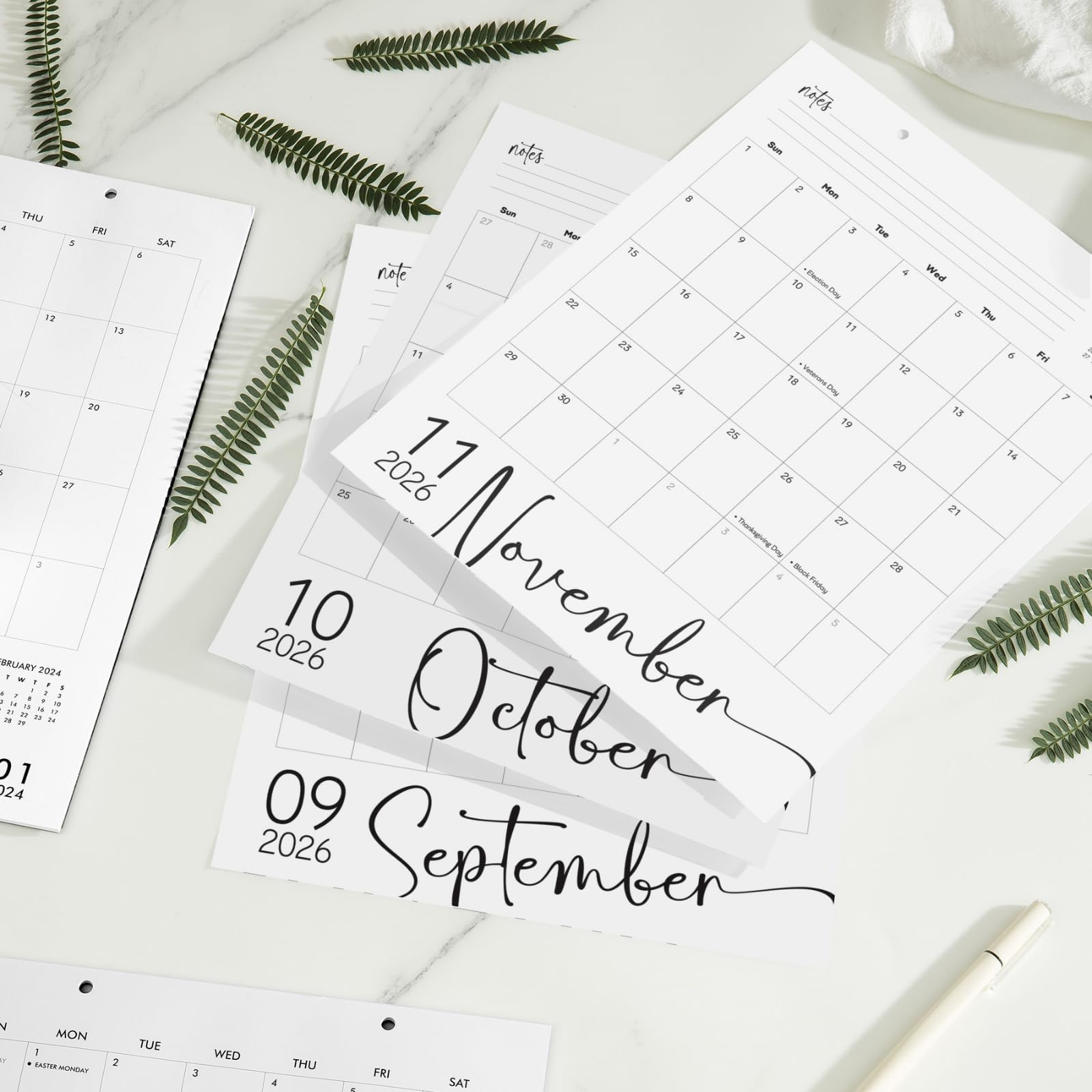 Magnetischer Kalender für Kühlschrank Januar 2026 bis Juni 2027, 34,8 x 27,9 cm, 18 Monate, magnetischer Kühlschrankkalender, große Schreibblöcke mit Feiertagen