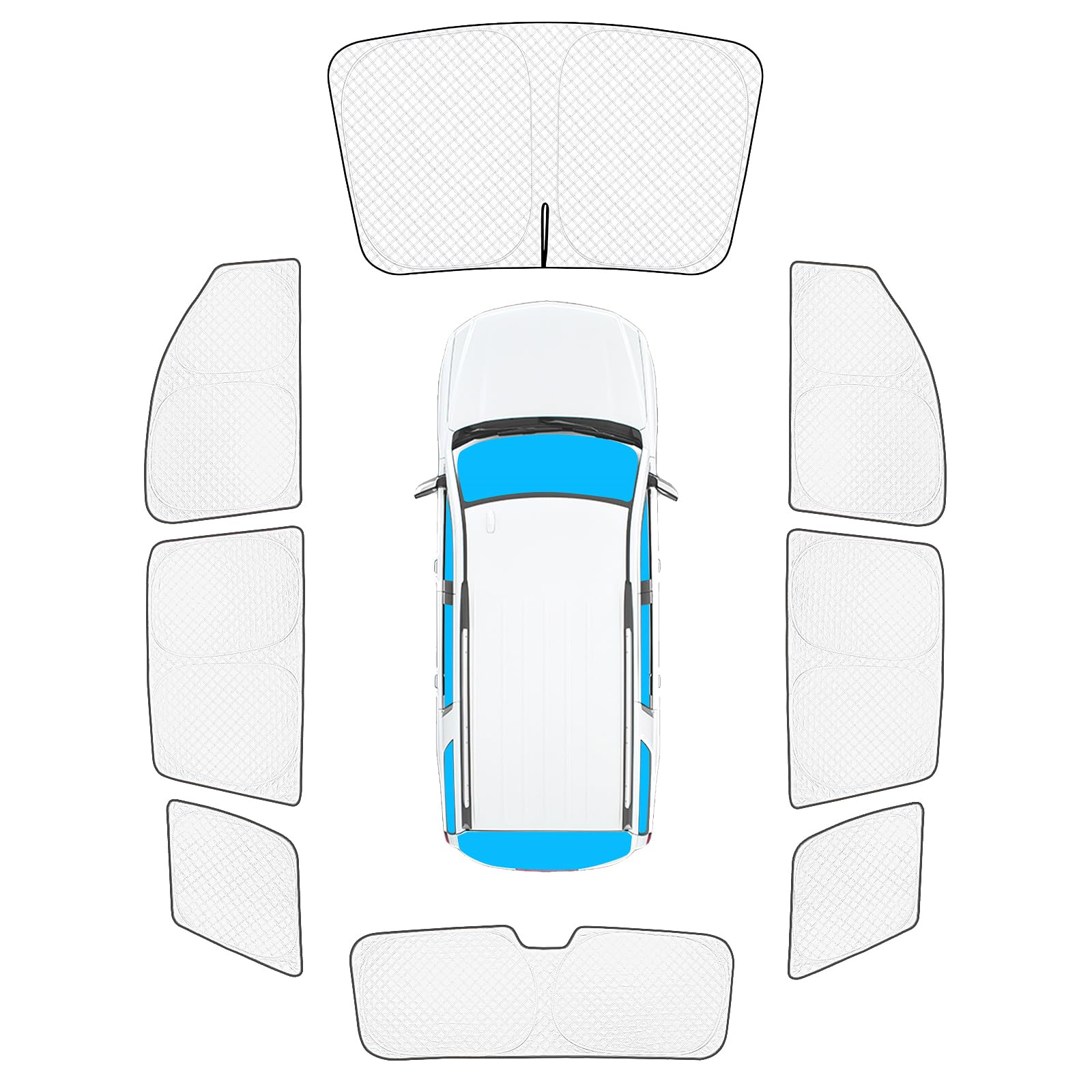 KMF 8pcs Sun Shades for Chevy Tahoe 2015-2020 Accessories,Chevrolet Full Car Window Covers Sunshade for Windshield Side Rear, Thicken UV Block and Privacy Blackout for Car Camping Outdoor
