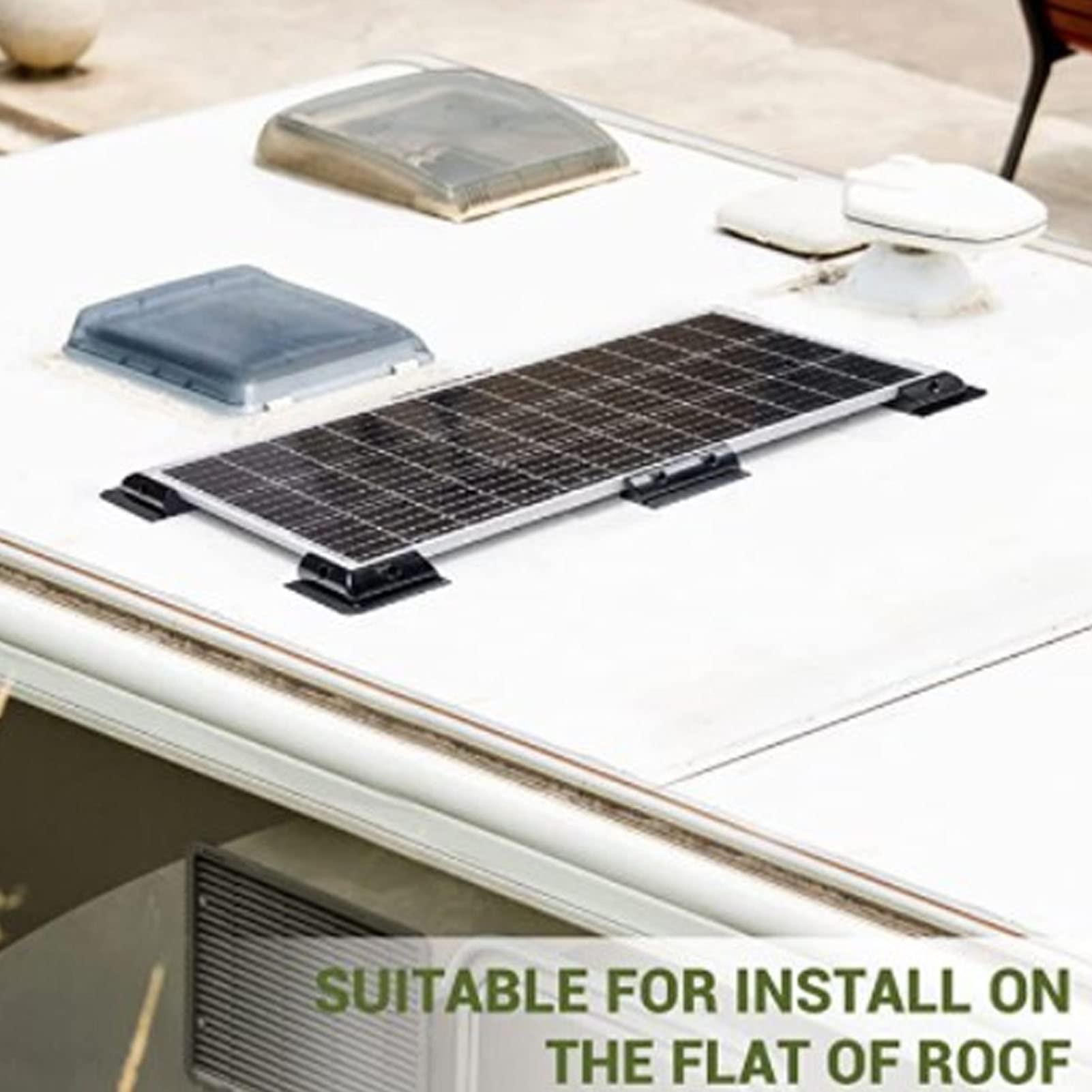 Wisecoco Set di 6 Pezzi Staffe per Pannello Solare, Montaggio ABS Staffa per Moduli Solari in Nero, Senza Trapano Pannello Solare Angolare per Camper, Marine, Tetto Piatto, Campeggio