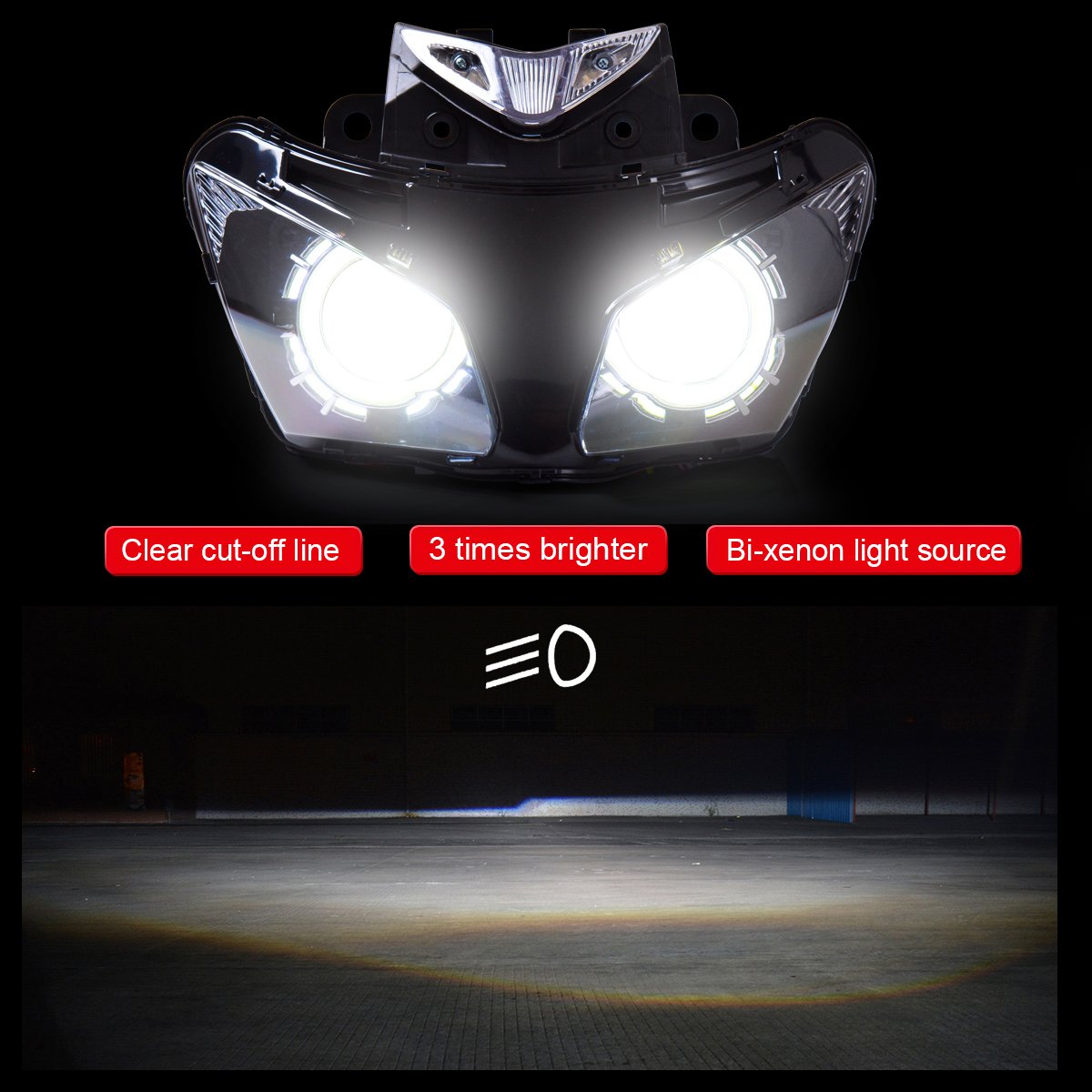 Headlight KT LED Halo Eyes HIDプロジェクターキットヘッドライトアセンブリヤマハR15 20122016 KT