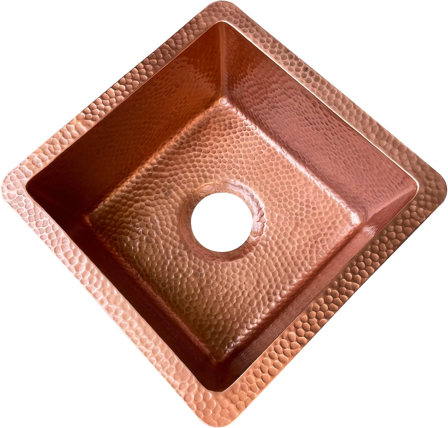 CT Copper Tailor Copper Single Bowl Bar Prep Sink,Custom Handmade Undermount Sink,16"W x 18"D x 7"H,16 Gauge Thick,with Basket Drainer,Heavy Hammered-Penny Patina