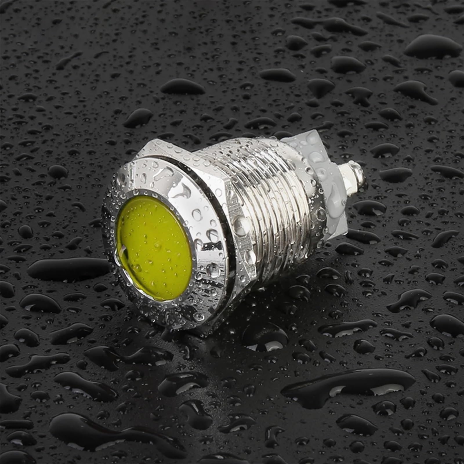10 pezzi 19 mm LED spia luminosa in metallo AC/DC 3~220 V Mini spia di segnalazione IP65 spia luminosa a LED impermeabile(Flat Yellow Light,3V-6V)