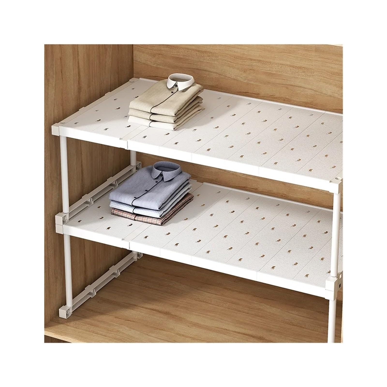 Separador de estantes Extensible Organizador De Pared Divisoria Expandible Multicapa For Armario, Estante Almacenamiento, Divisores Gabinete Plástico(White10)