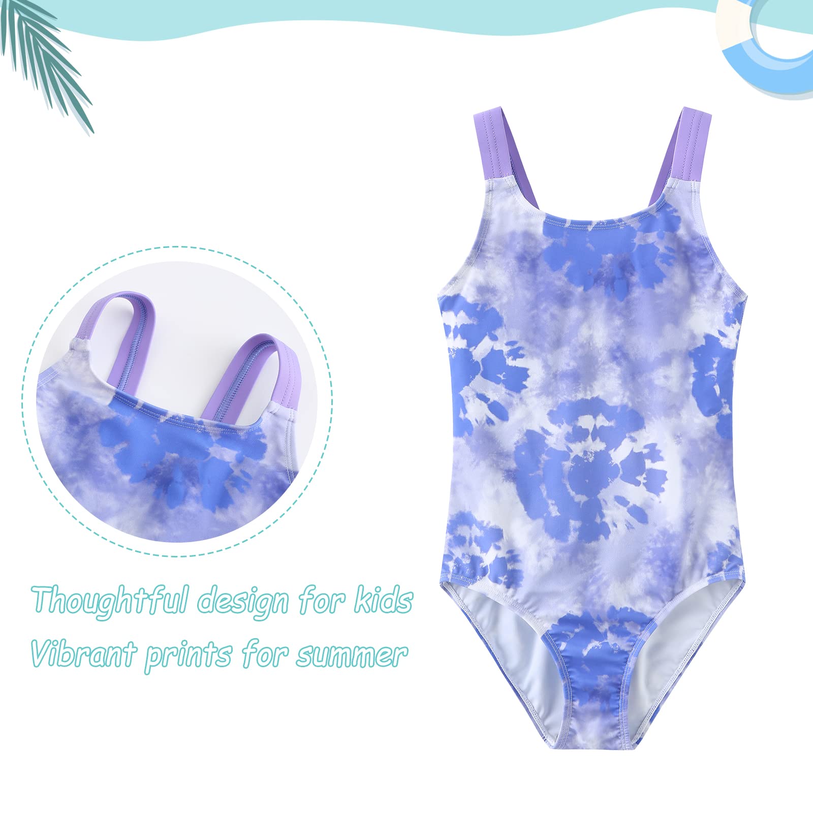 Traje de baño de una pieza para niñas Ropa de Niña Bañador Natacion Tie Dye, Tie Dye 102e / Chica, 7-8 Años