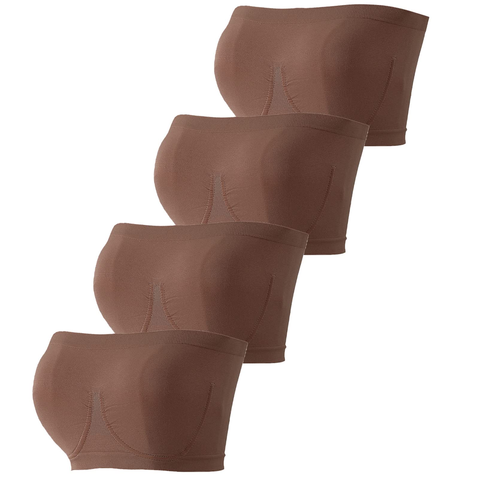 NHNKBSexy Lingerie Women's Satin Blouse 4 Pieces Sports Bras for Women Plus Size Strapless Bra Bandeau Tube Padded Top Stretchy Yoga Fitness Bra