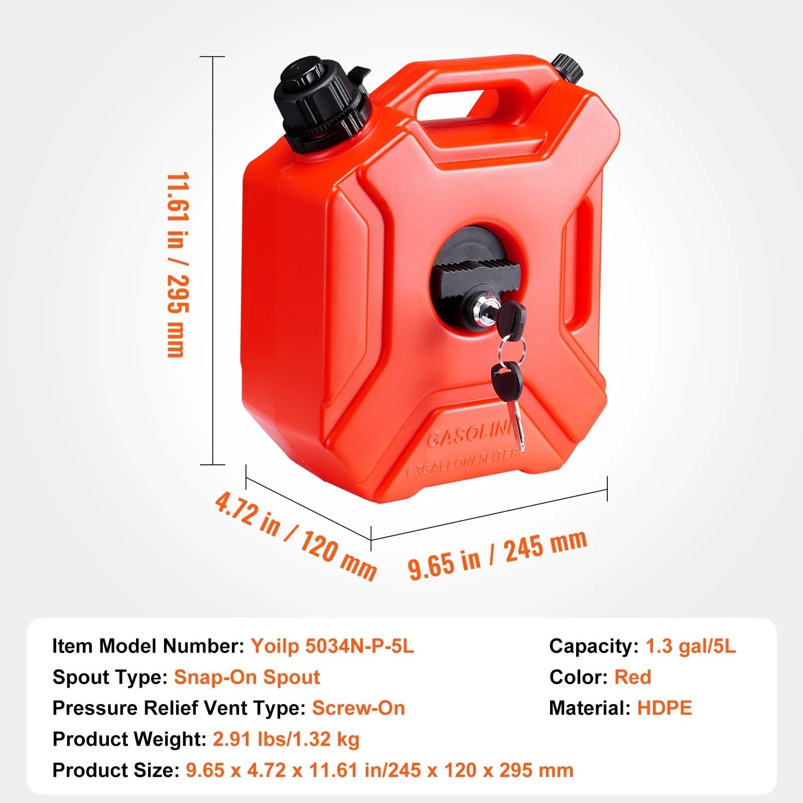 Kraftstoffkaniste 5/10L roter Kraftstofftank, Benzinkanister, Gasfass, Ersatzwasserbehälter mit Ausgießer und einstellbarer Durchflussrate für Motorräder(5L)