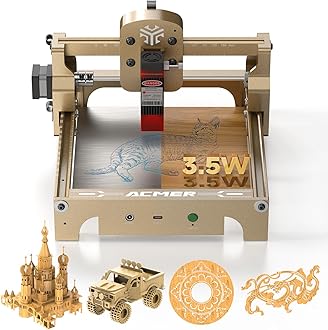 ACMER S1 Laser Engraver for Beginner Mini Laser Engraving Machine for Wood, Leather, Plastic, Laser Class4 (Gold, 3500mW)