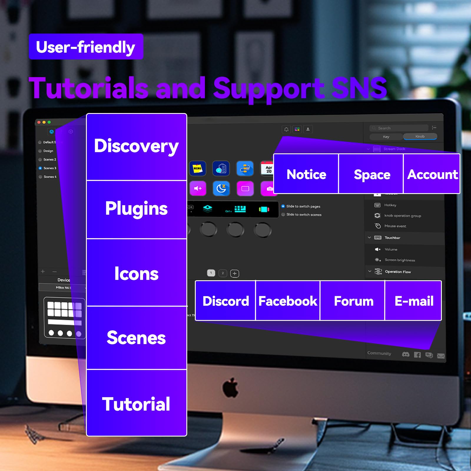 Stream Dock N4E - Steamdeck per PC Mac, controller di streaming cablato per creatori di contenuti, tastiera macro programmabile, accessori di configurazione di gioco in streaming