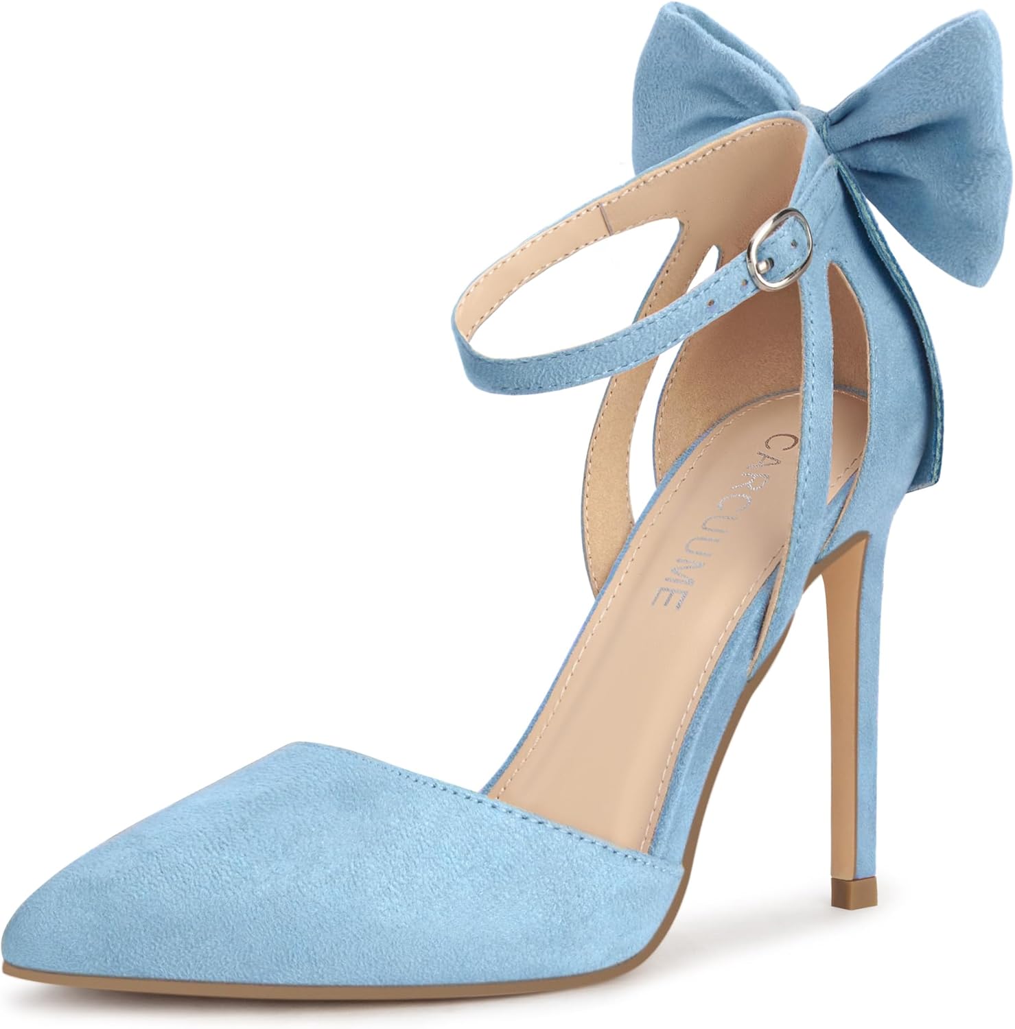 Carcuume Women's Closed Toe Heels Bow Stiletto Heel Sandals Pointed Toe Pumps Wedding Shoes