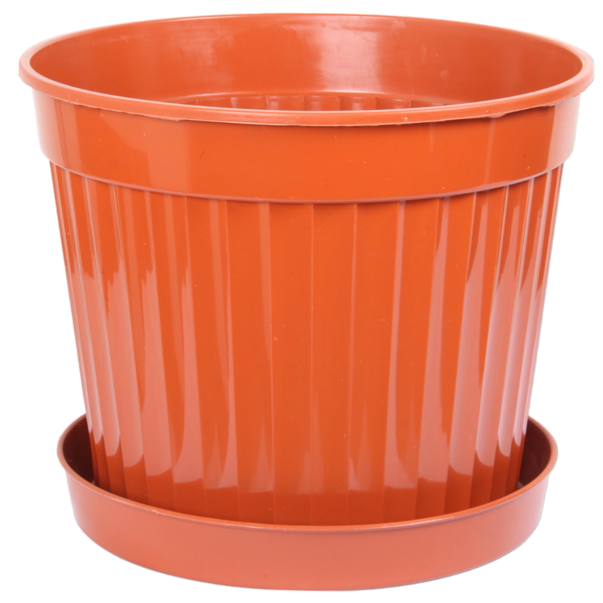 Jolie Max Plastic Round Flower Plant Pot and Saucer. Grooved Base. Indoor and Outdoor. (Terra Cotta) (1, No:12 (25 Lt))
