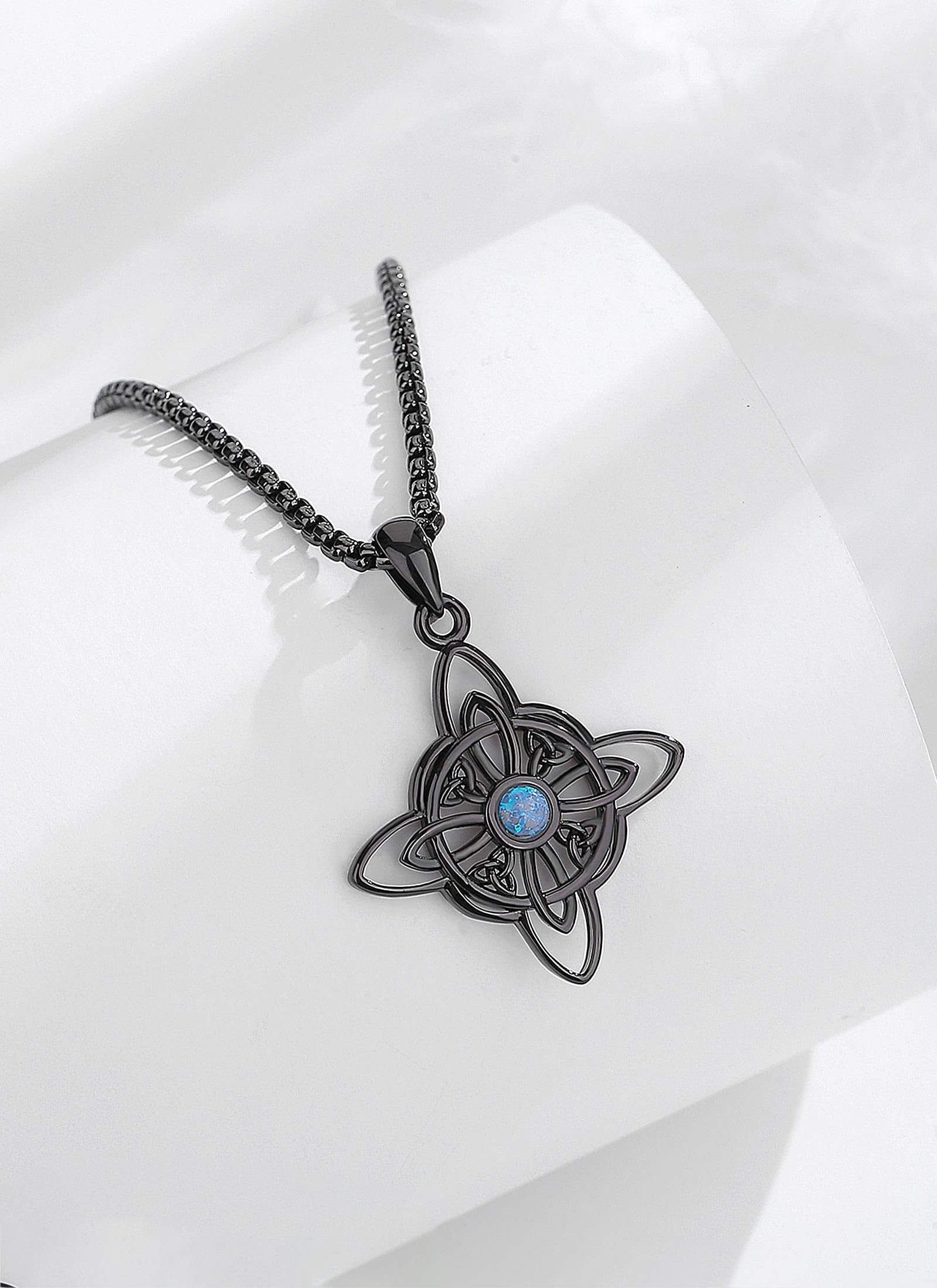 CELESTIA Nodo della Strega Ciondolo Pentacolo Amuleto Donna Celtico Collana Argento 925 Wicca Streghe Gioielli Stregoneria Esoterica Regalo