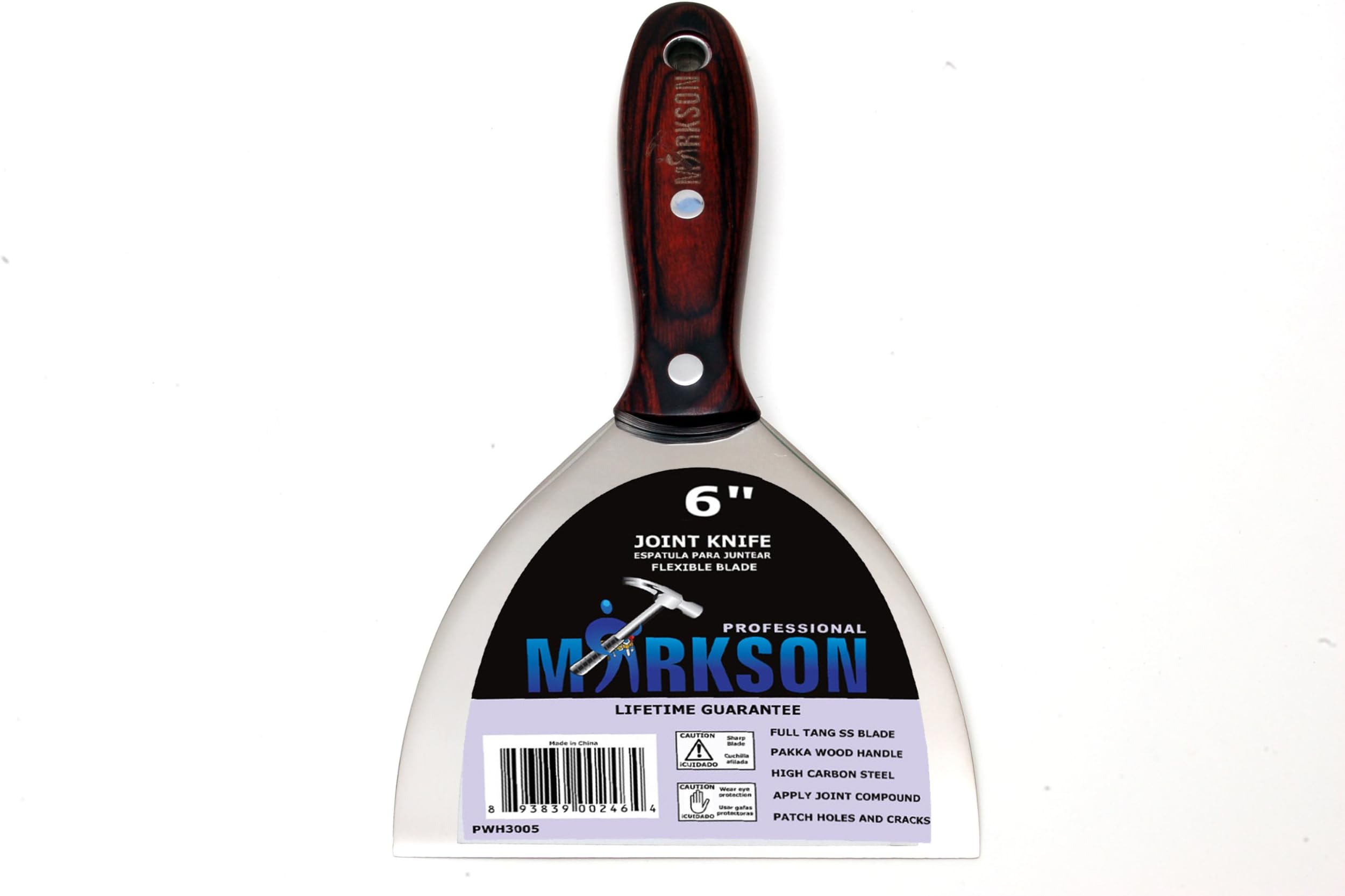 Markson 6" Pakka Wooden Handle Stainless Steel Putty Knife