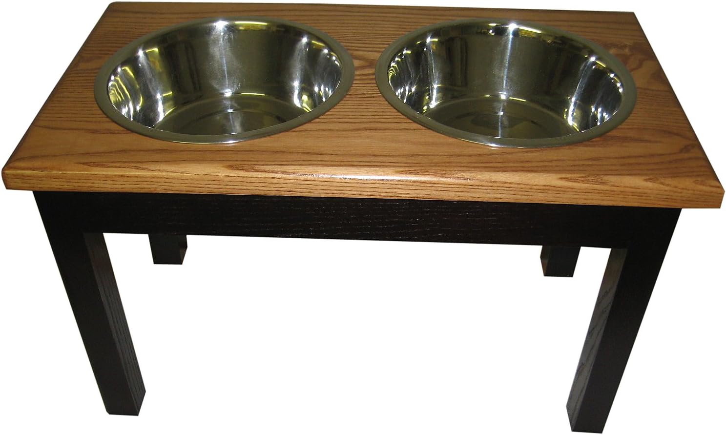 2-Bowl Traditional Style Ash Pet Diner, Large, Espresso/Cherry