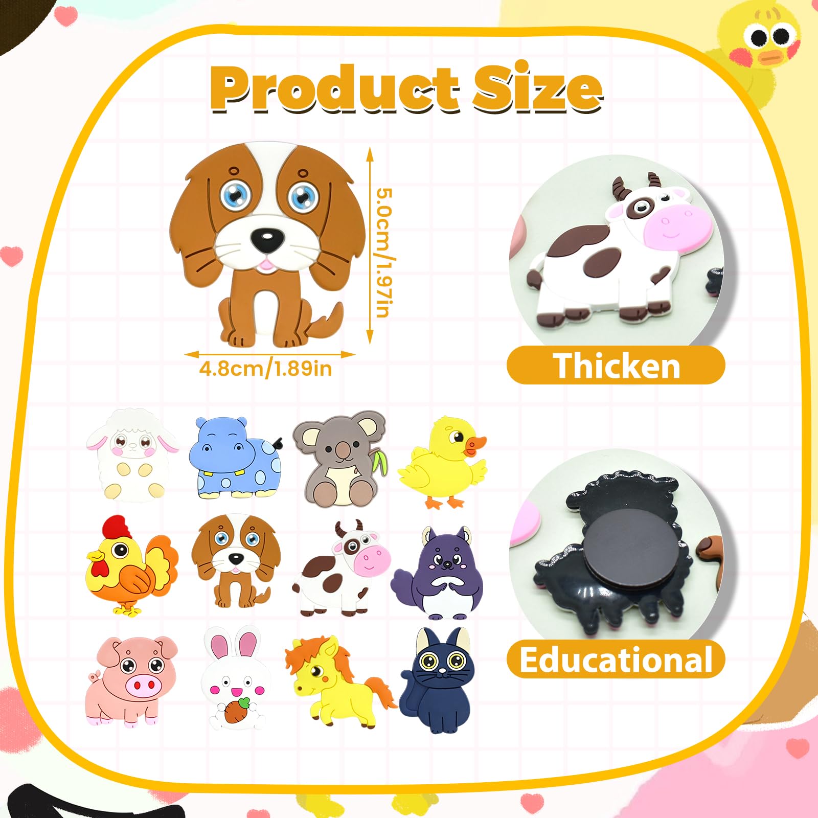 12 Pcs Fridge Magnets for Kids Cute Farm Animals Fridge Magnet for Toddlers Montessori Educational Animal Magnets - Image 2