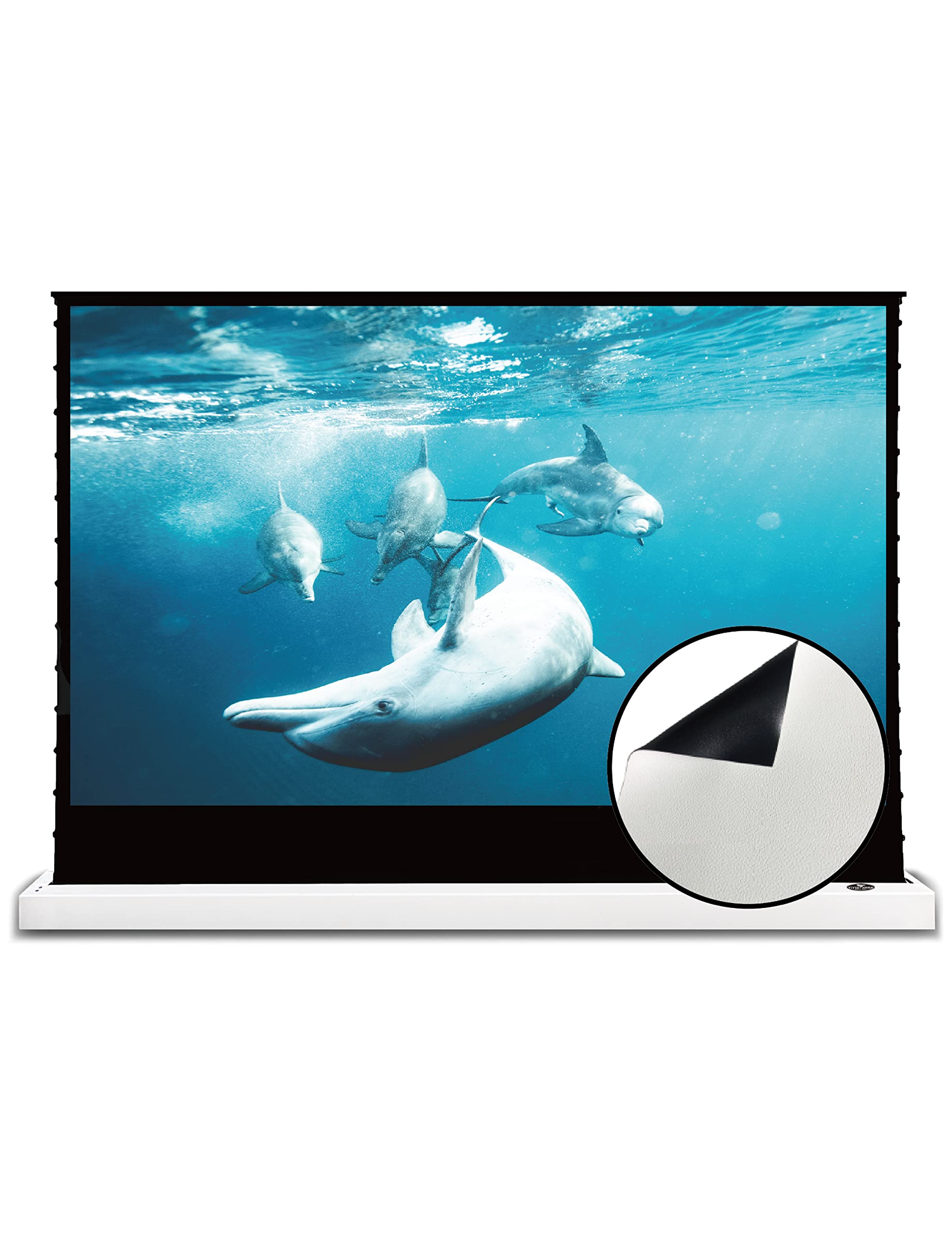 VIVIDSTORM-Movie Screen S 120inch Motor Rollable Foldaway Portable Screen with White Cinema PVC, 4k 3D HD Gaming/Office Room,Compatible with Standard Projector,VWSDSTW120H