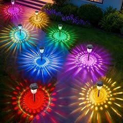echosari 6 Pack Color Changing Solar Lights Outdoor Pathway Dynamic Pattern Multicolor Warm White Waterproof Solar Garden Lights