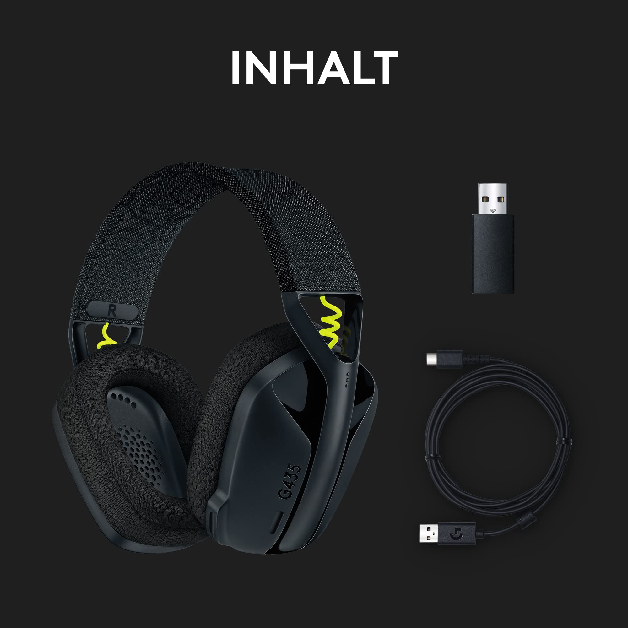 Logitech G G435 LIGHTSPEED Kabelloses Gaming-Headset Bluetooth Over-Ear 18h Akkulaufzeit Dolby Atmos PC PS4 PS5 Nintendo Switch Schwarz