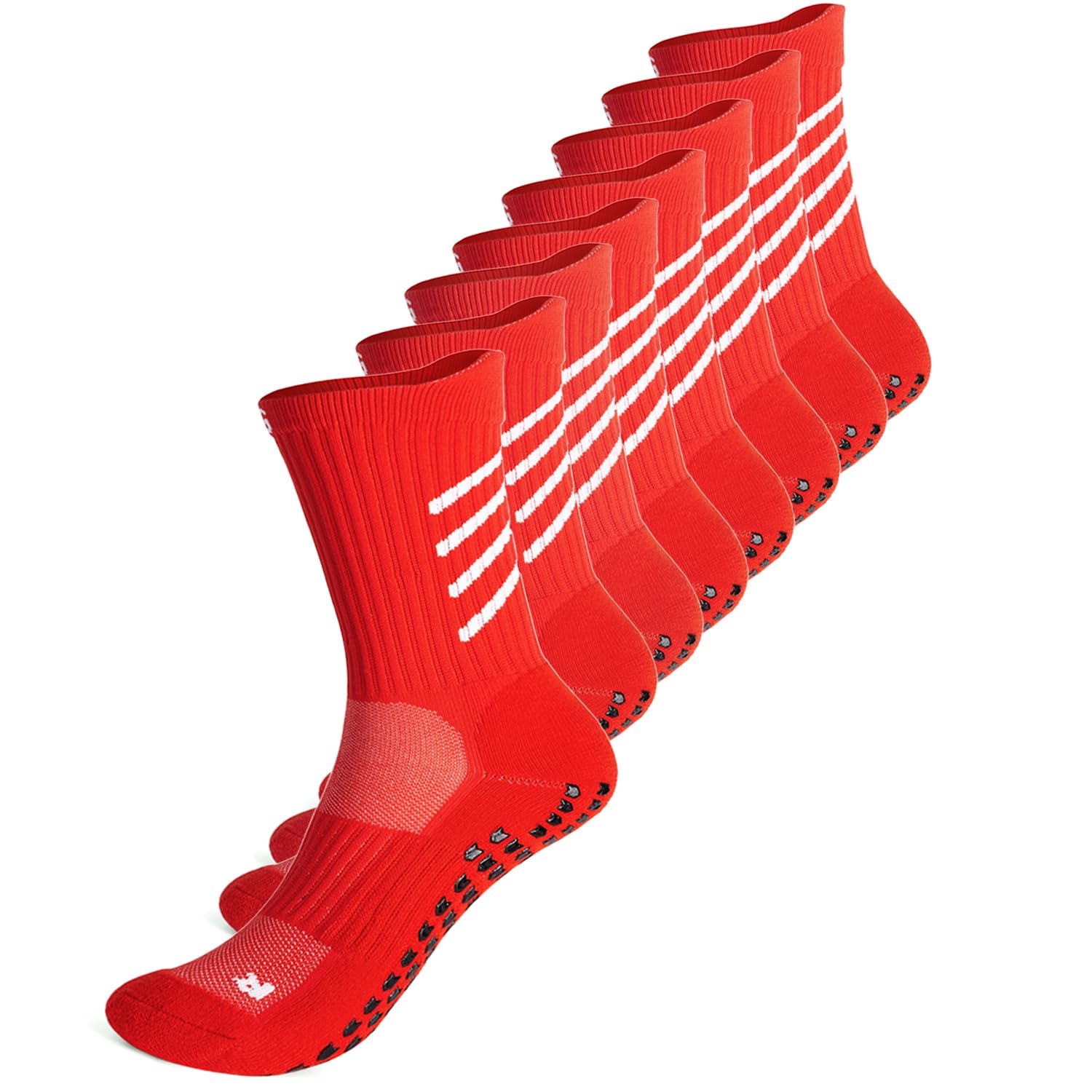 Grip Soccer Socks Kids Toddler Boy Girl, Cotton, Cushioned, Children Non-slip Sports Crew Socks Basketball Yoga 6-8 8-12Years