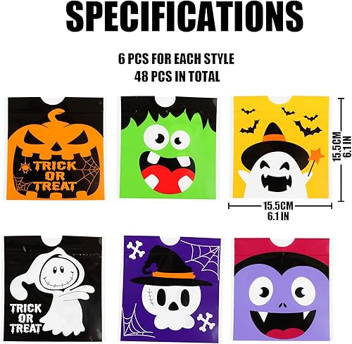 Miniatura 2 de CCINEE 48 bolsas de golosinas de Halloween con cordón, bolsas de dulces para niños para fiestas
