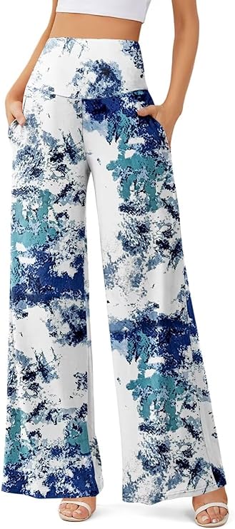 JZC Women's Palazzo Lounge Pants Casual Wide Leg Pants High Waist Flowy Toursers with Pockets