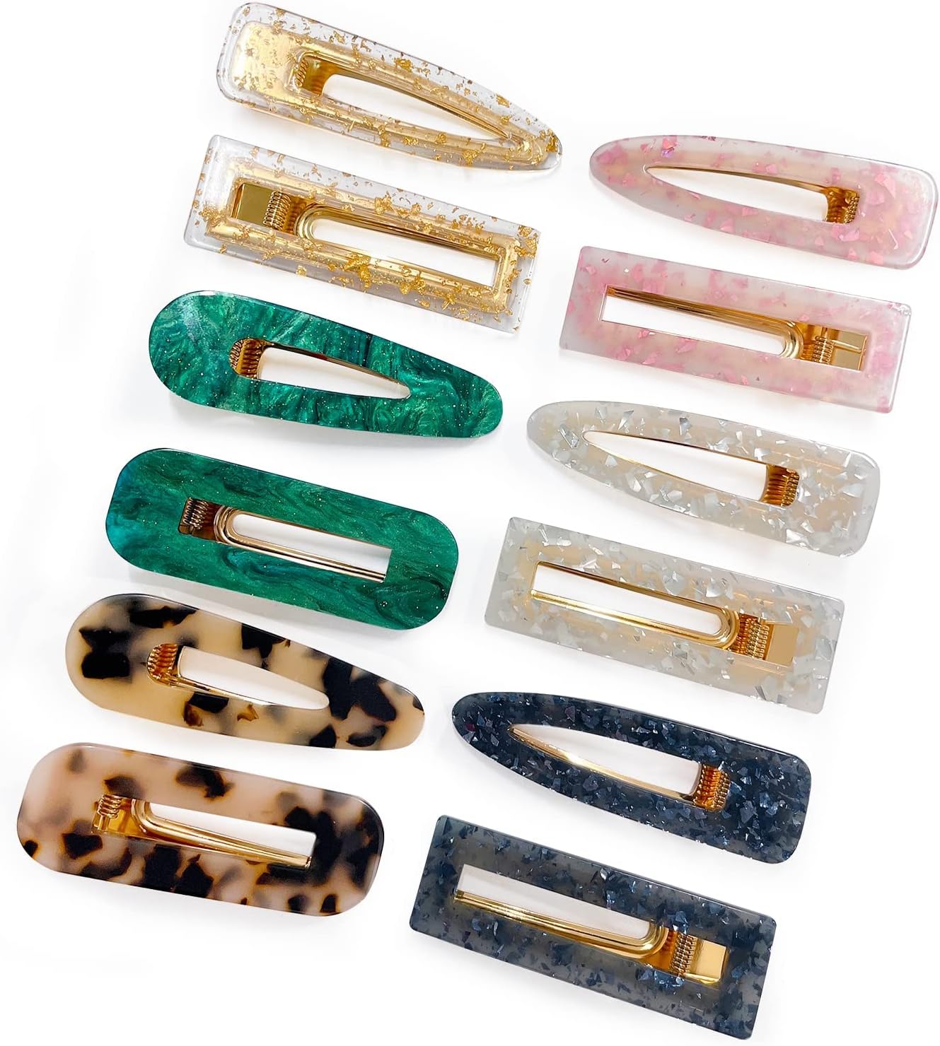 Parcce 12 Pieces Acrylic Resin Marble Hair Clips Set, Decorative Pearls Hair Barrettes Sweet Decorative Bobby Pins Hairpin Headwear Hair Accessories Headwear for Women and Girls…