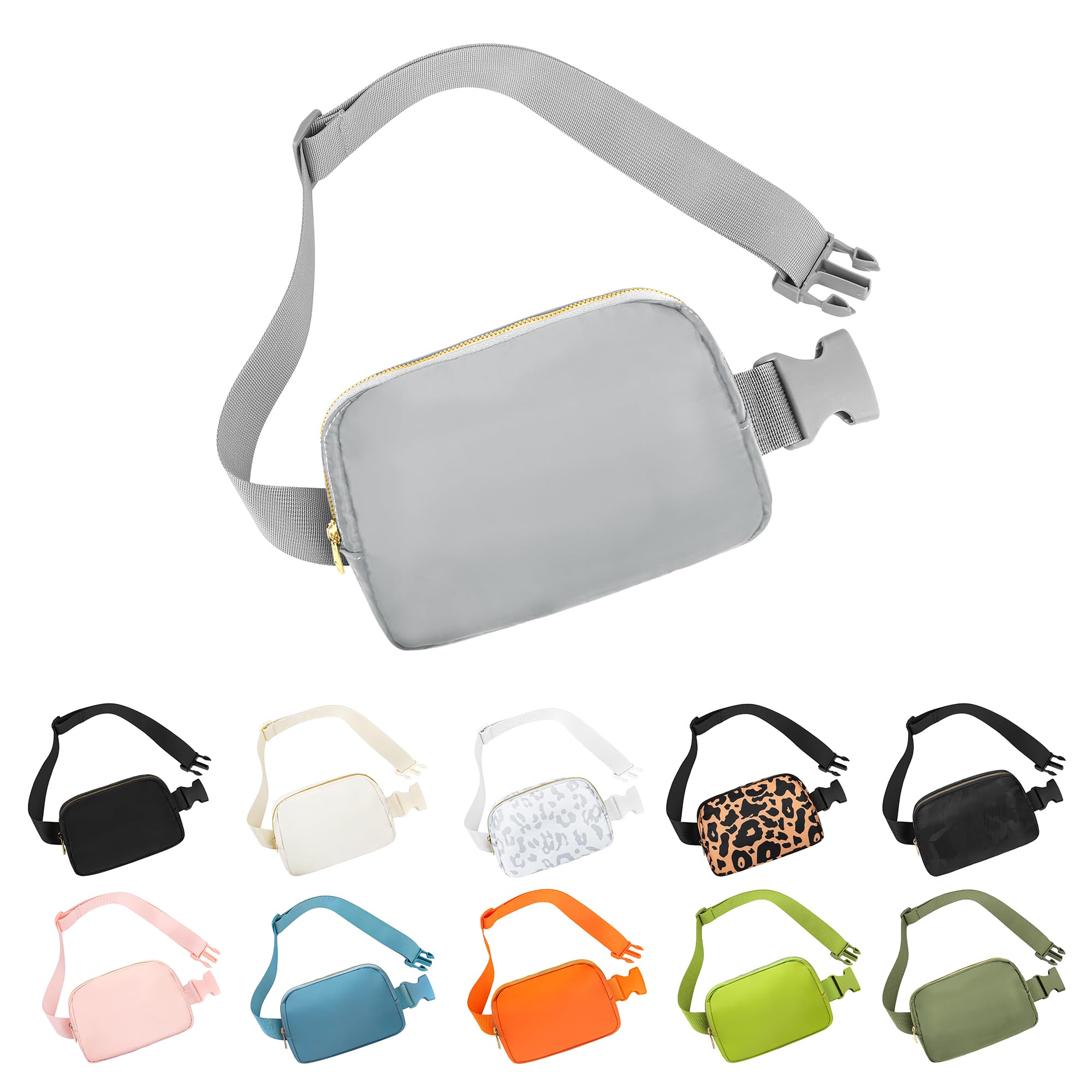 Frenou Waist Belt Bag Fashion Fanny Women and Men Gift Waist Pack With Adjustable Strap For Travel Running Hiking Walking Light Grey