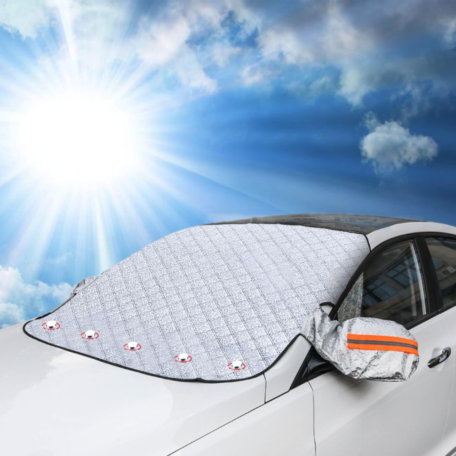 Copri Parabrezza Auto 5 Magneti Protezione Solare Anti UV Neve Grandine 225x110cm