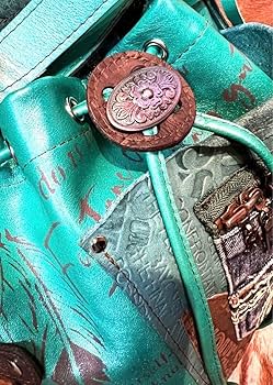 USEDデニム×ビンテージエプロン×本革リメイク　巾着バッグ USEDデニム×ビンテージエプロン×本革リメイク 巾着バッグ