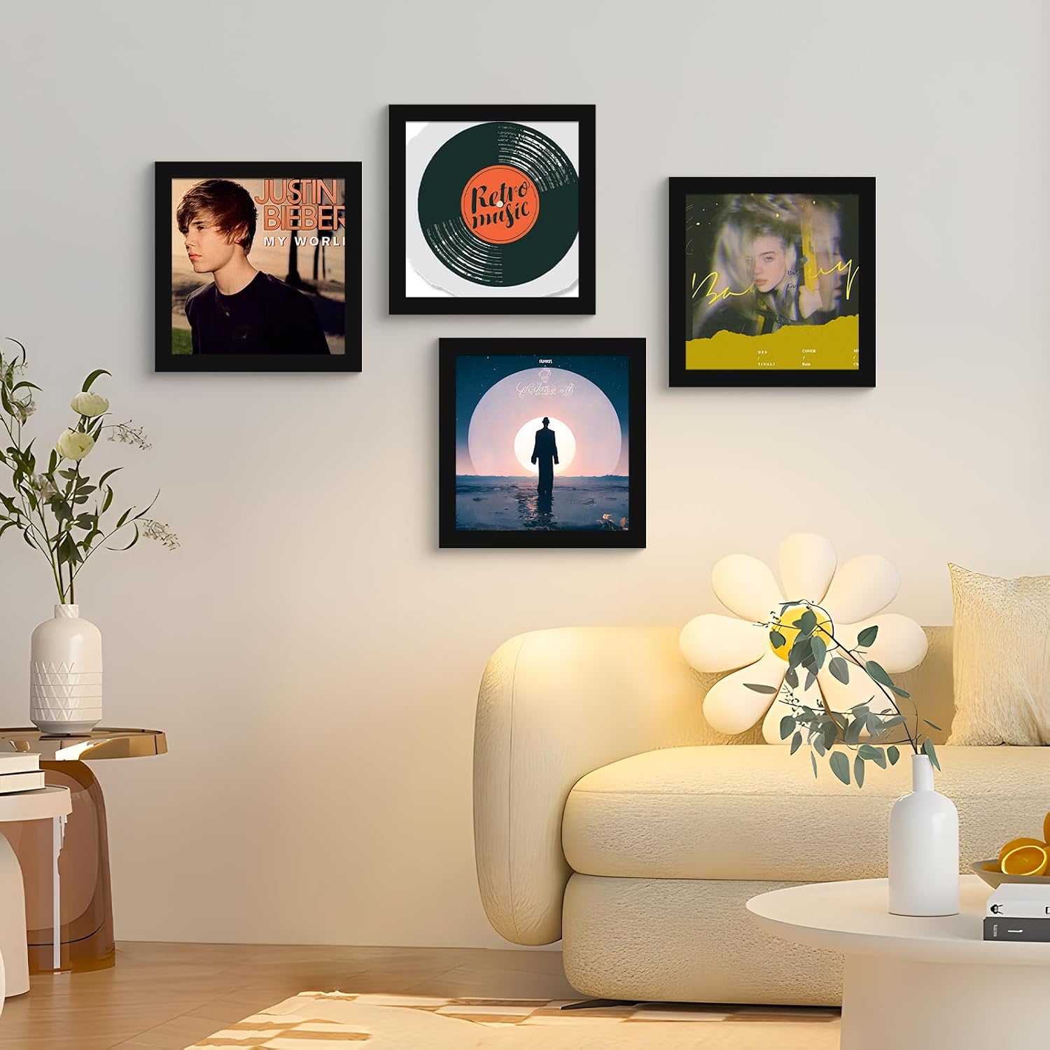 SESEAT 12.5x12.5 Vinyl Record Frame Picture Frame Set of 6 for Wall Art Display, Shatter Resistant Plexiglass, Engineered Wood, Black image 3