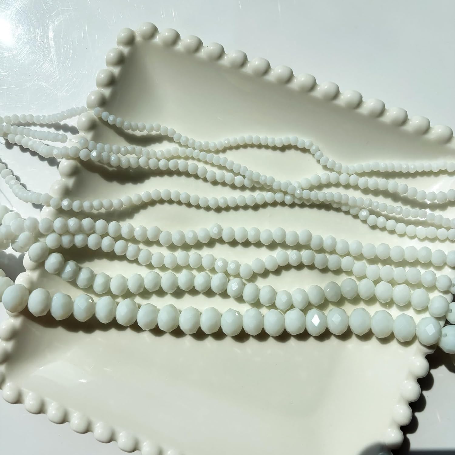 780Pcs Briolette Crystal Glass Beads for Jewelry Making, 3-10mm Faceted White Crystal Beads for Bracelets, Rondelle Glass Beads Bulk for Crafts Wine Charms Wind Chimes Suncatchers - Image 5