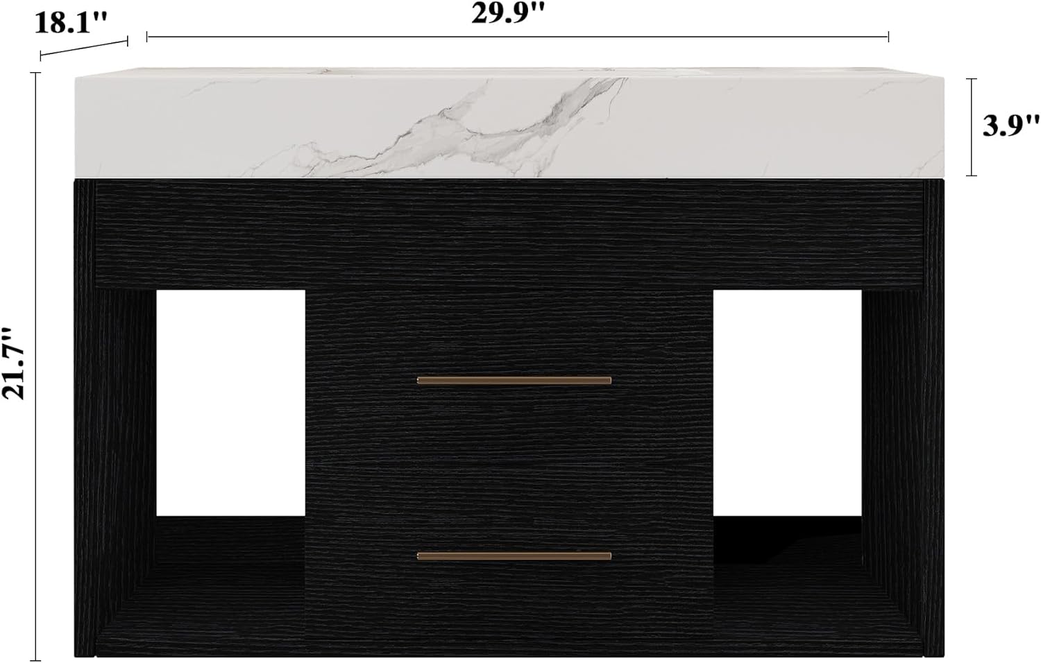 30" Modern Black Bathroom Vanity Sink Set Wall-Mounted Bathroom Vanities with Sintered Stone Top&Ceramic Undermount Sink 30 inch Floating Bathroom Sink Cabinet with 2 Drawers&2 Cabinets