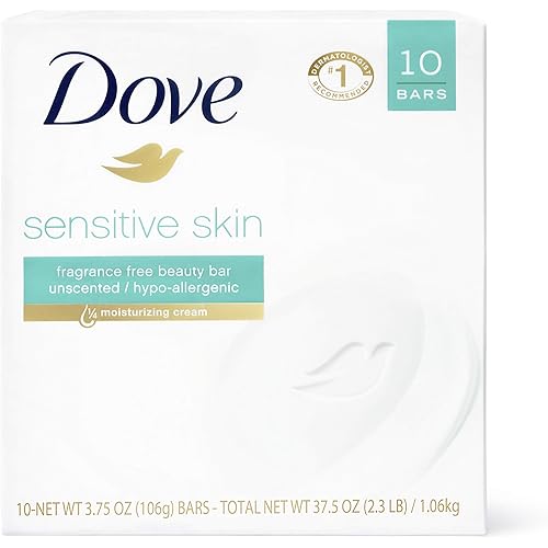 Dove Beauty Bar More Moisturizing Than Bar Soap Sensitive Skin Effectively Washes Away Bacteria, Nourishes Your Skin 3.75 oz 10 Bars
