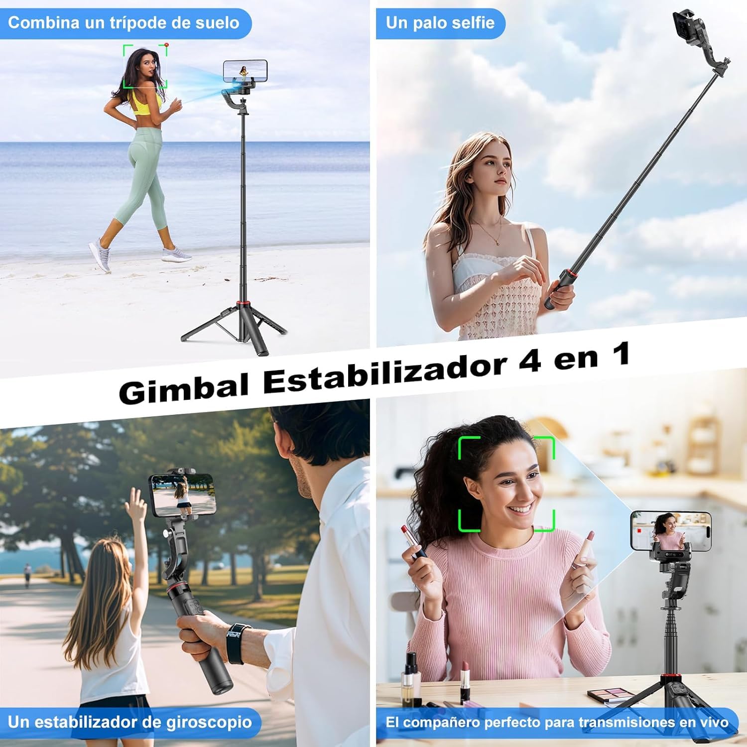 Soporte Estabilizador Gimbal Selfies con Seguimiento De IA, 360° Inteligente Tripode Plegable Portátil para Android Y iPhone, Youtube, Vlogging, TikTok con App (C22)