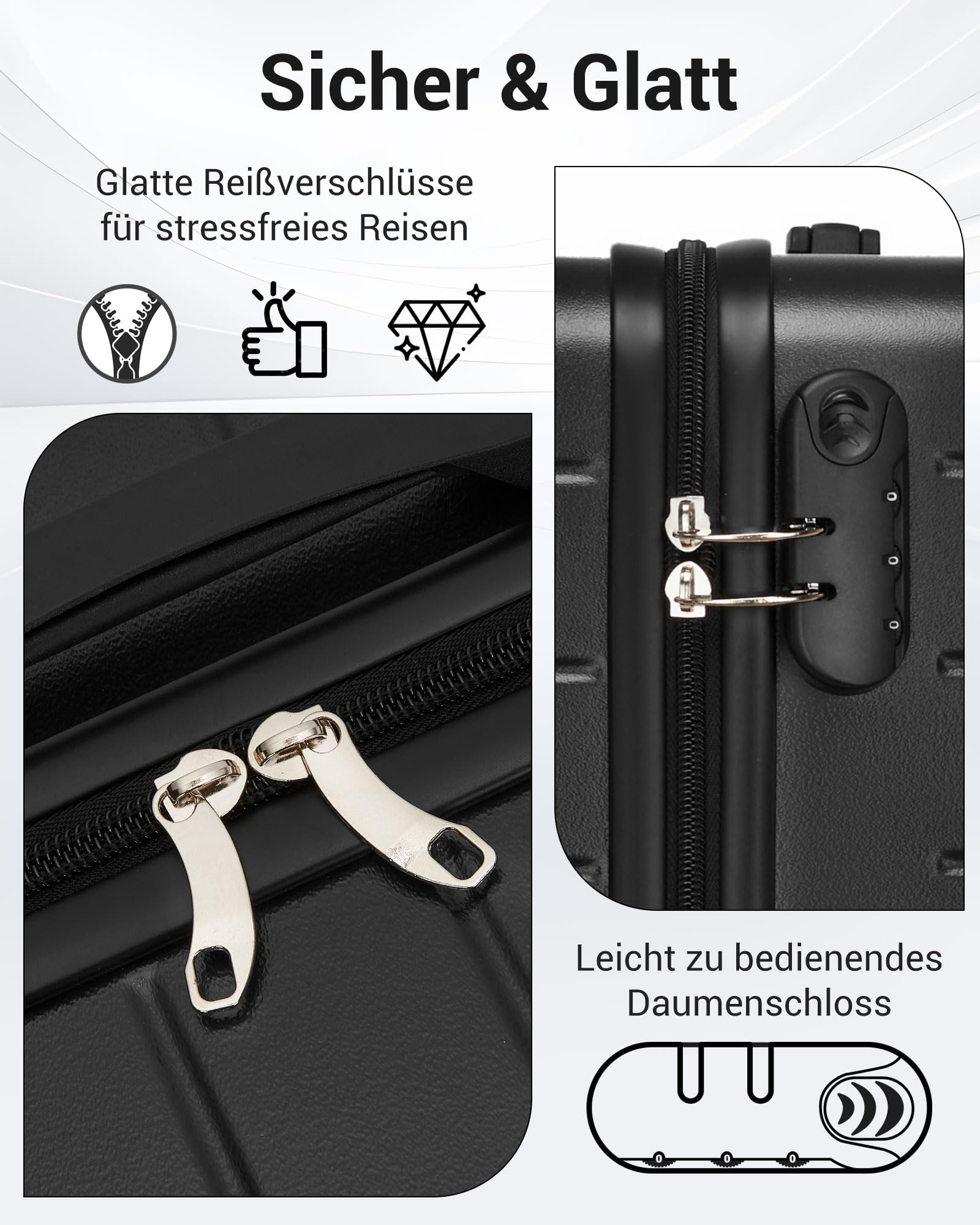 Handgepäck Koffer 55x40x20cm ABS+PC Hartschalenkoffer Ryanair Trolley 4 Rollen Kabinenkoffer
