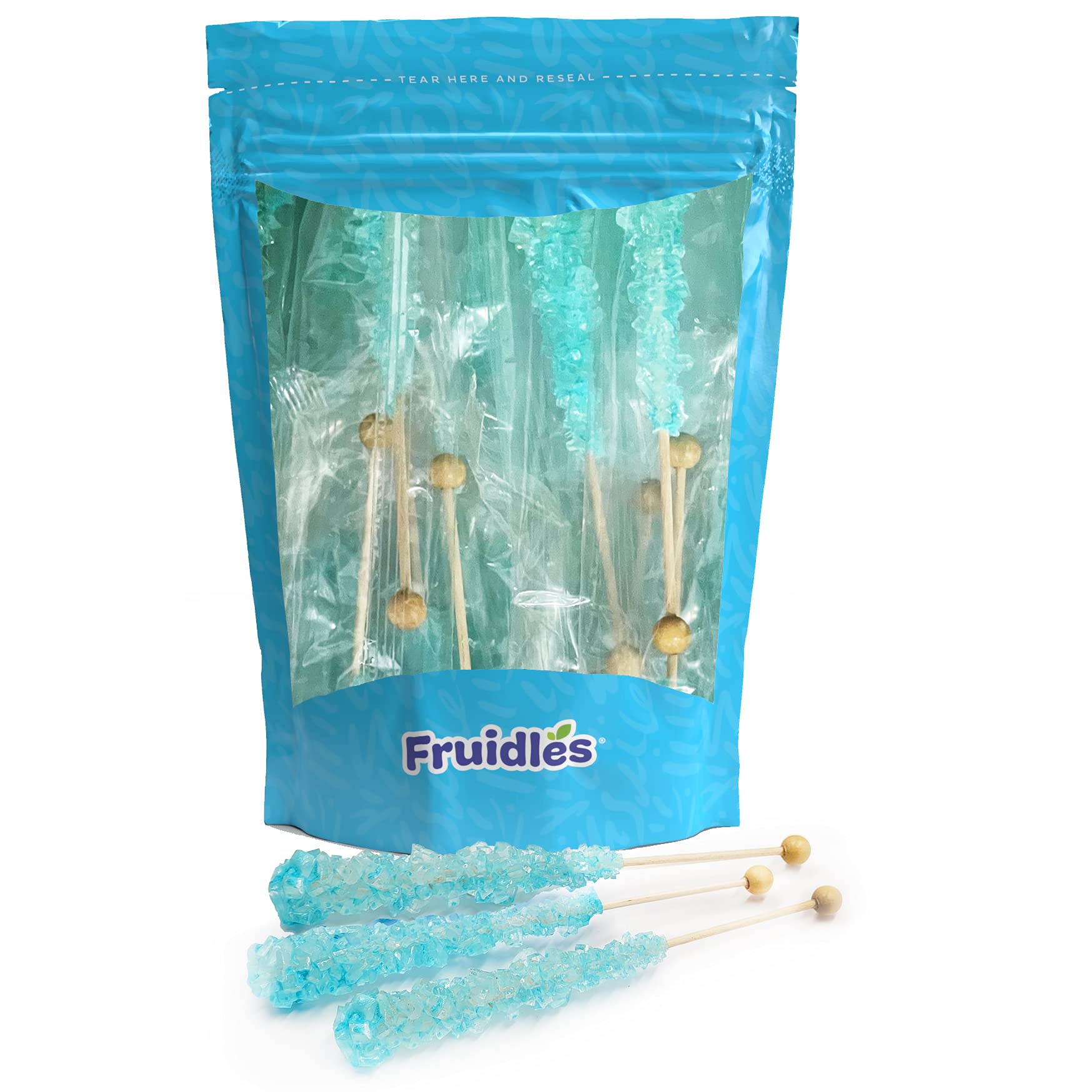 Fruidles Cotton Candy Rock Candy Lollipops Pops Candy Suckers, Color and Flavor Assortment, Individually Wrapped, 6.5" (6-Pack)
