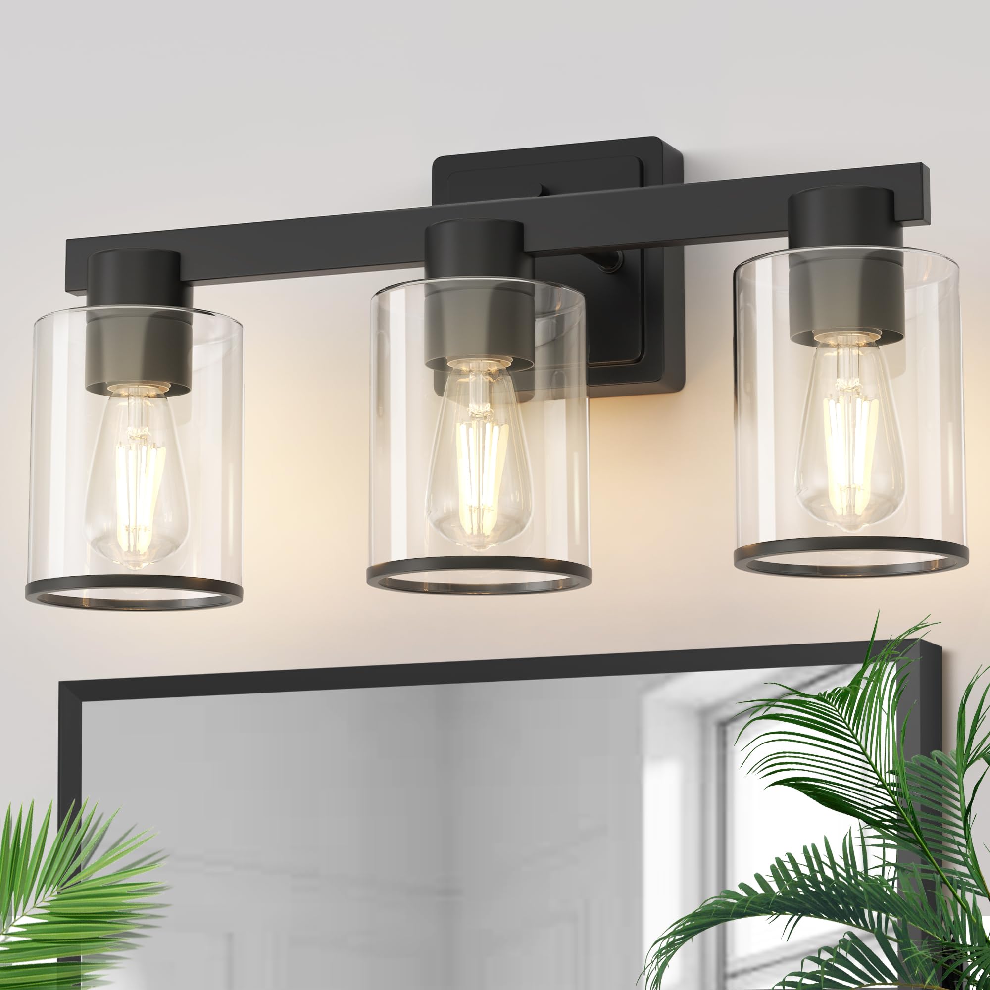 L LOHAS LED 3-Light Bathroom Vanity Light Over Mirror, Black